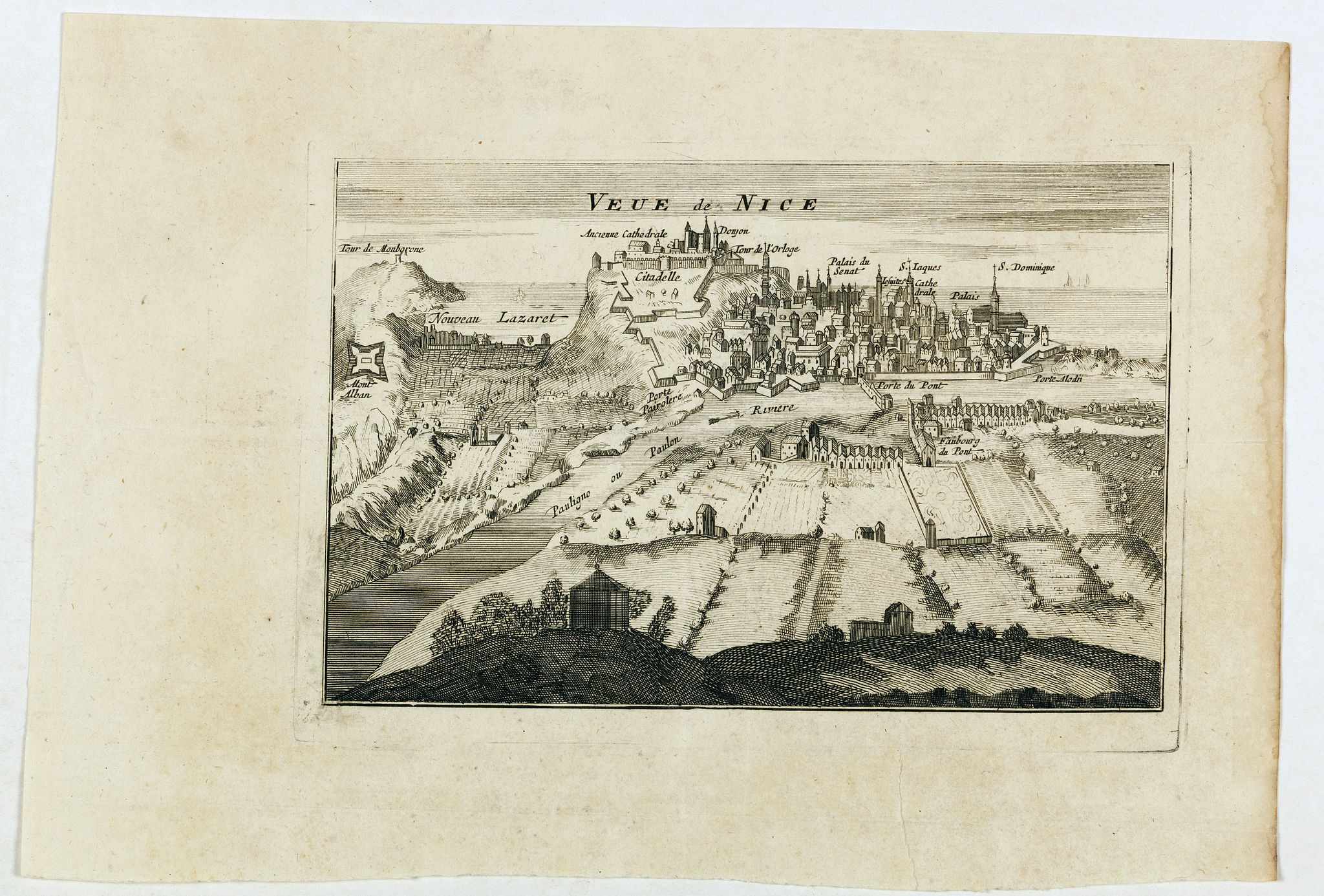 DE FER, N., Veue de Nice., antique map, old maps