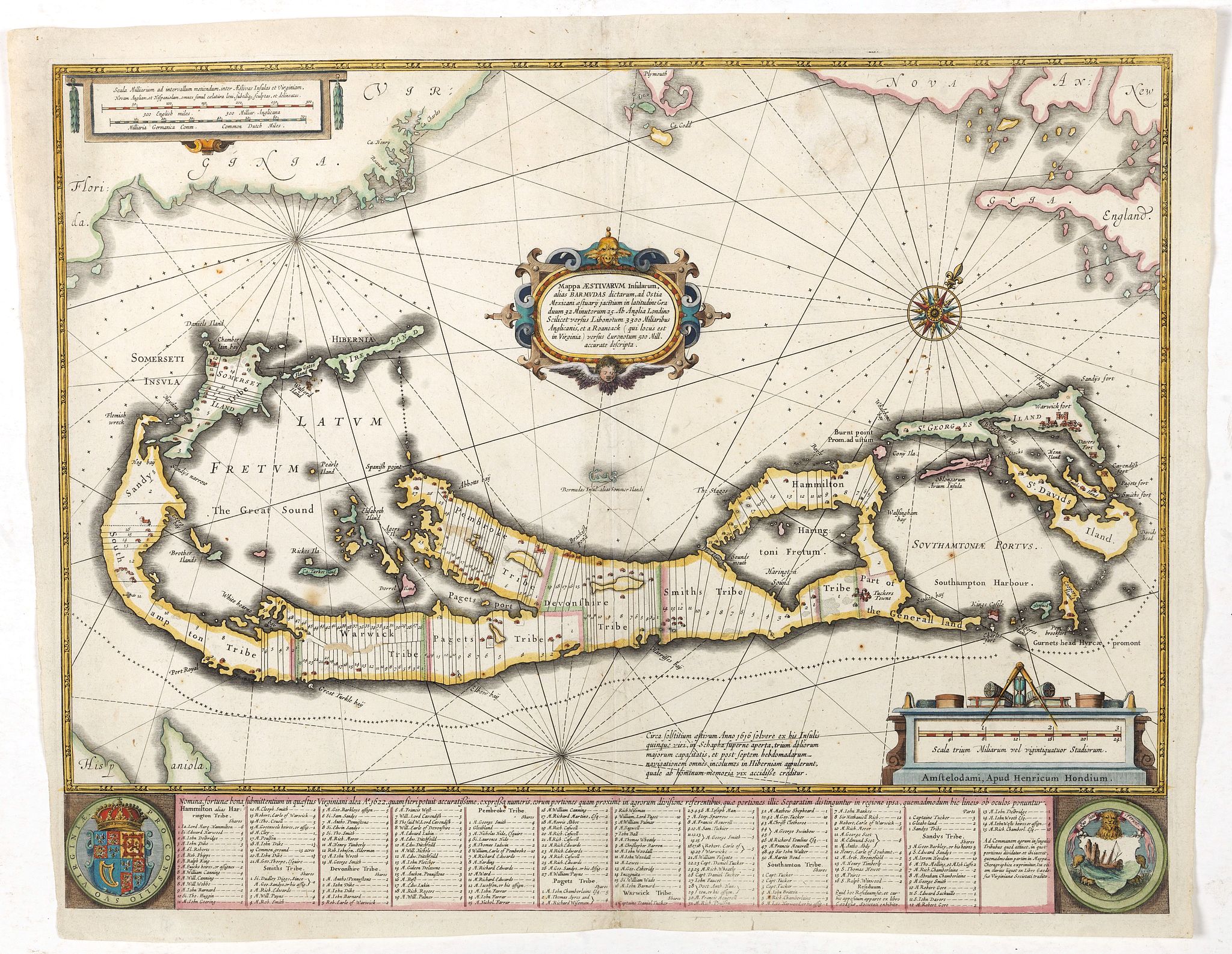 HONDIUS,H., Mappa Aestivarum Insularum, alias Barmudas.., antique map, old maps