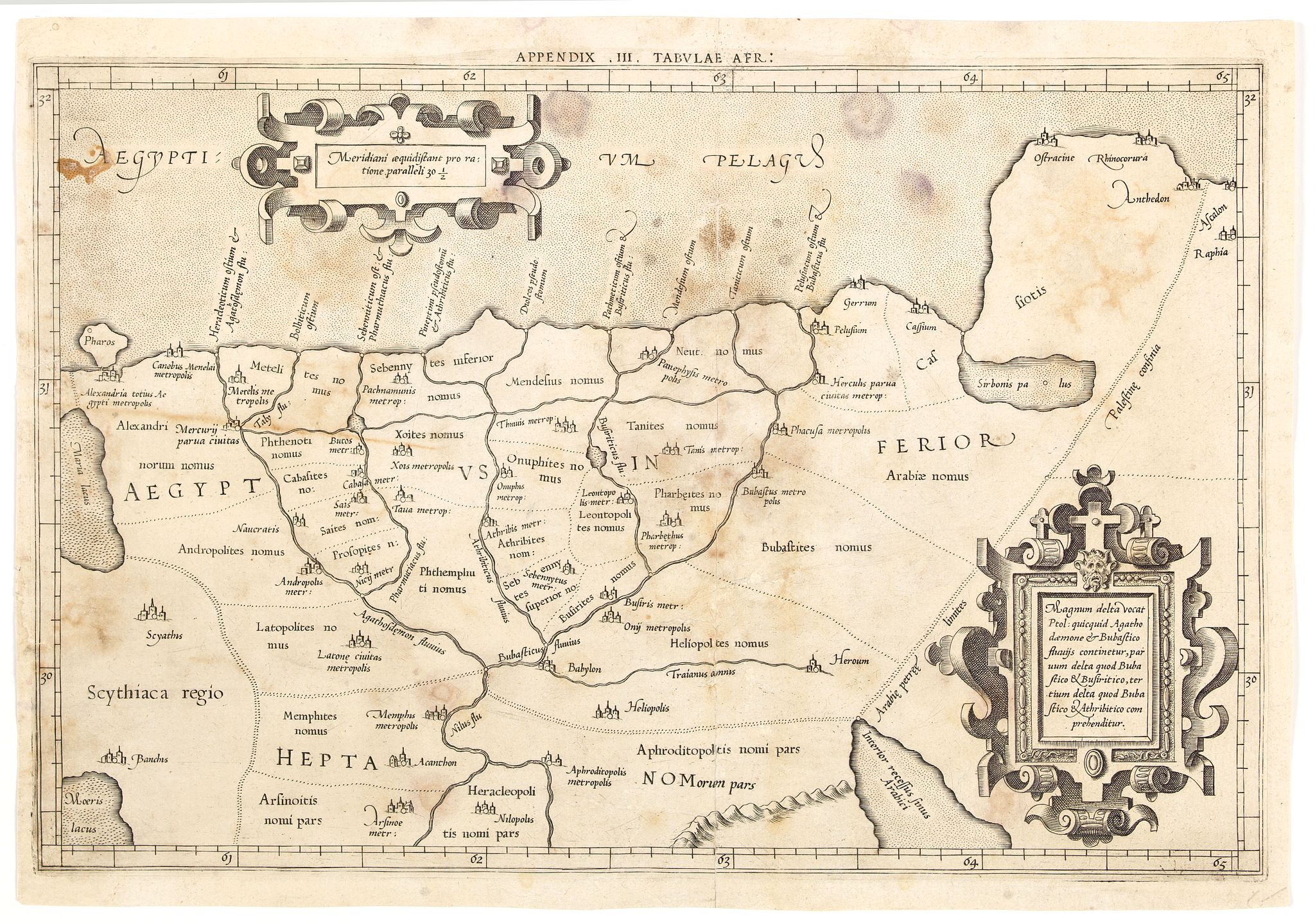 MERCATOR, G. / PTOLEMY, C., Appendix Tab. III. Africae, Aegyptum Inferiorem Exhibens., antique map, old maps