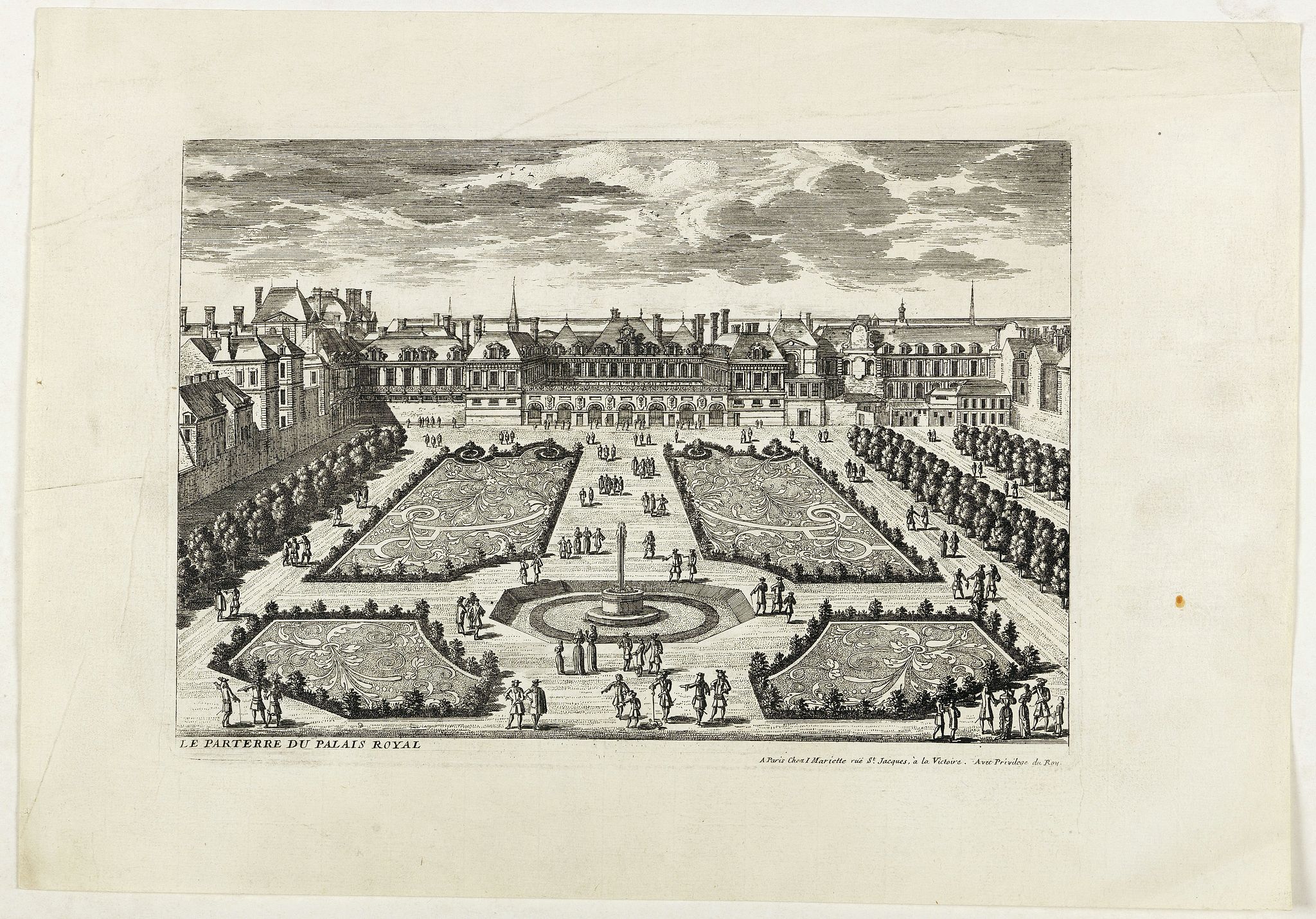 PERELLE, G., Le Parterre du Palais Royal., antique map, old maps