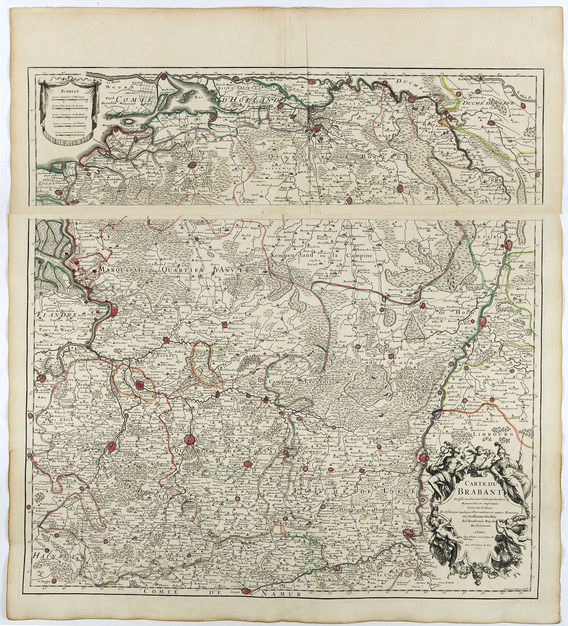 DELISLE, G., Carte du Brabant., antique map, old maps