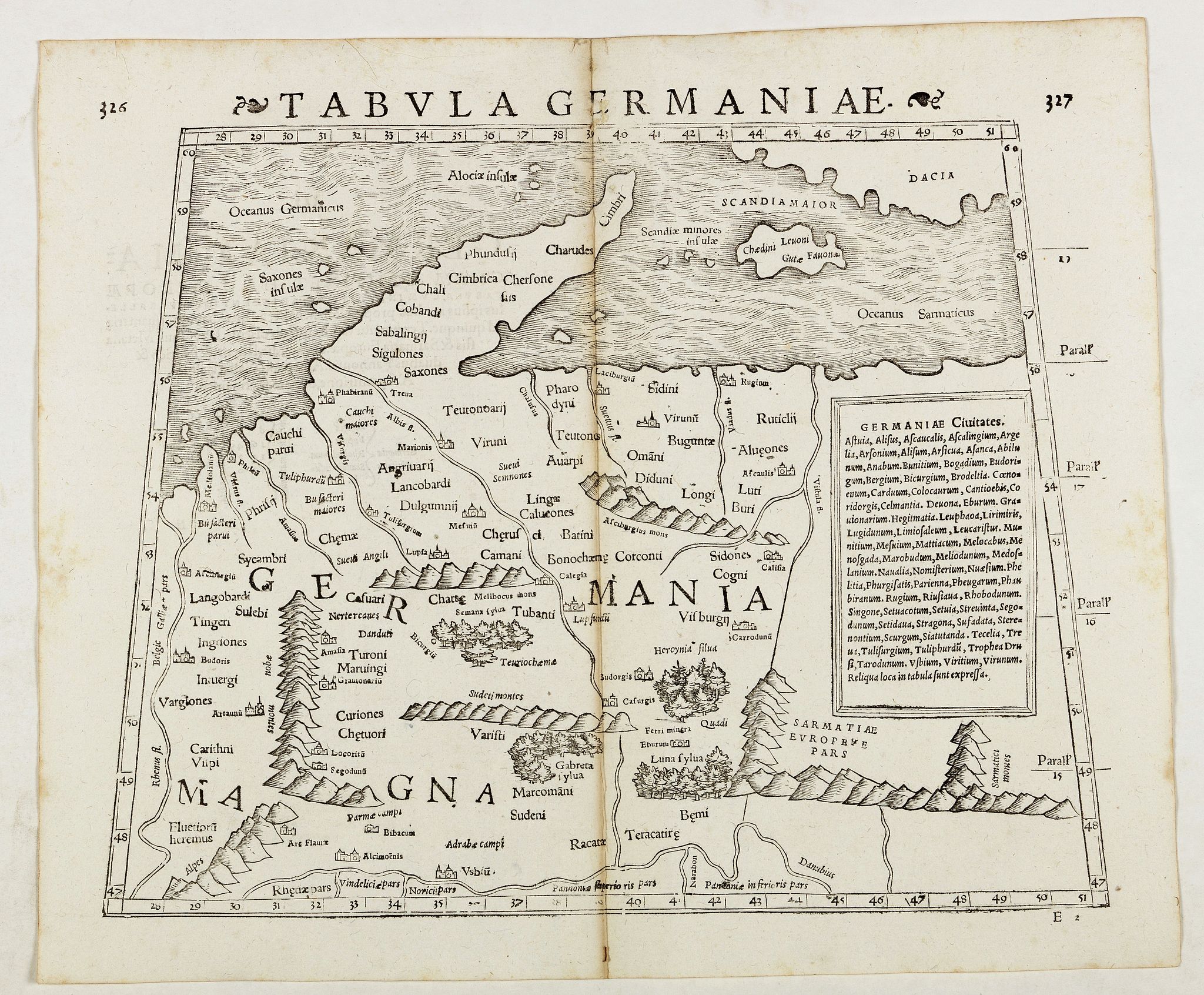 STRABO / MUNSTER, S., Tabula Germaniae. (Germany), antique map, old maps