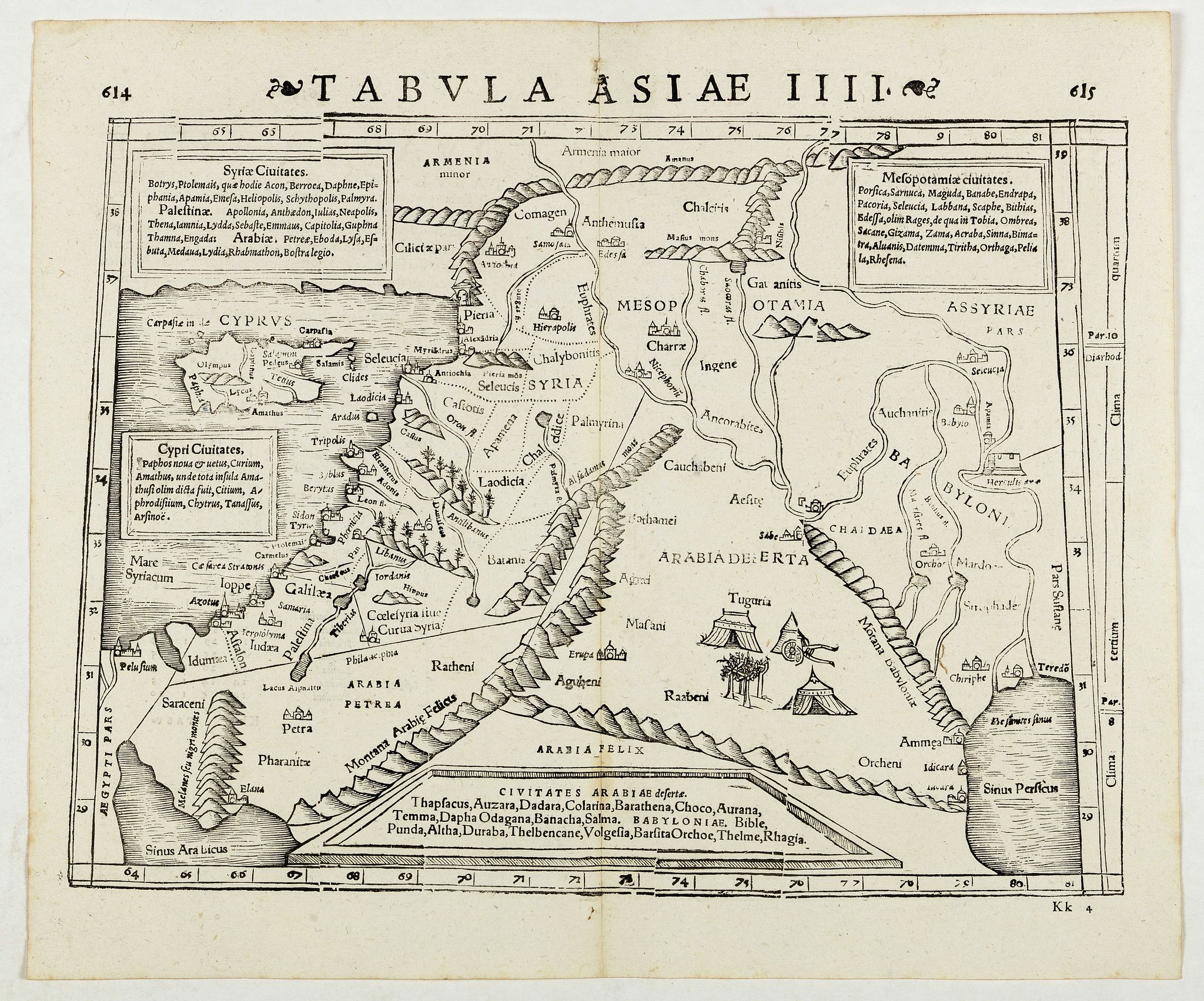STRABO / MUNSTER, S., Tabula Asiae IIII. (Holy Land), antique map, old maps