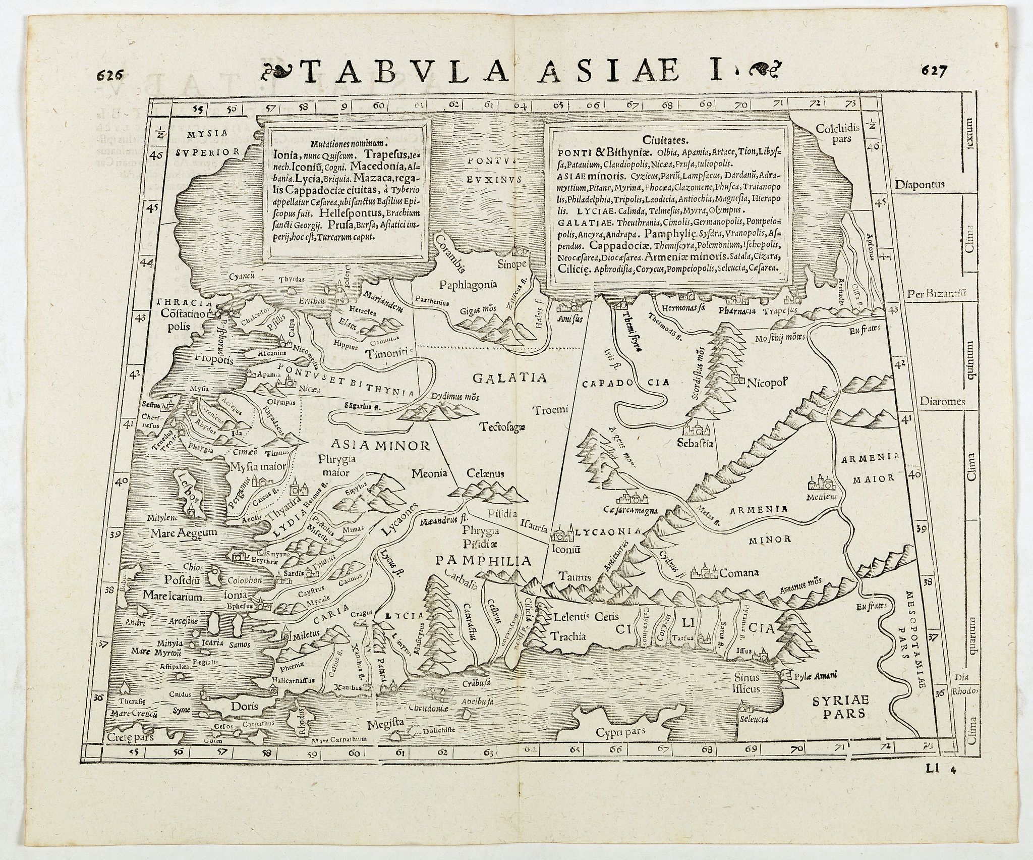 STRABO / MUNSTER, S., Tabula Asiae I. (Turkey), antique map, old maps