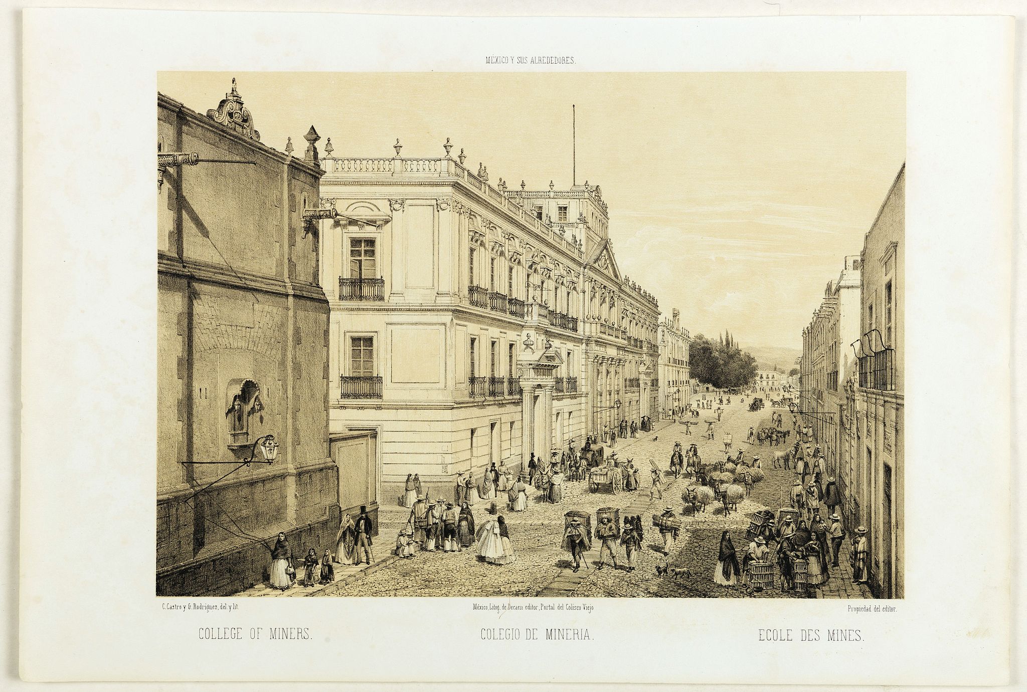 DECAEN, J. A. / CASTRO, C., College of miners. - Collegio de mineria., antique map, old maps