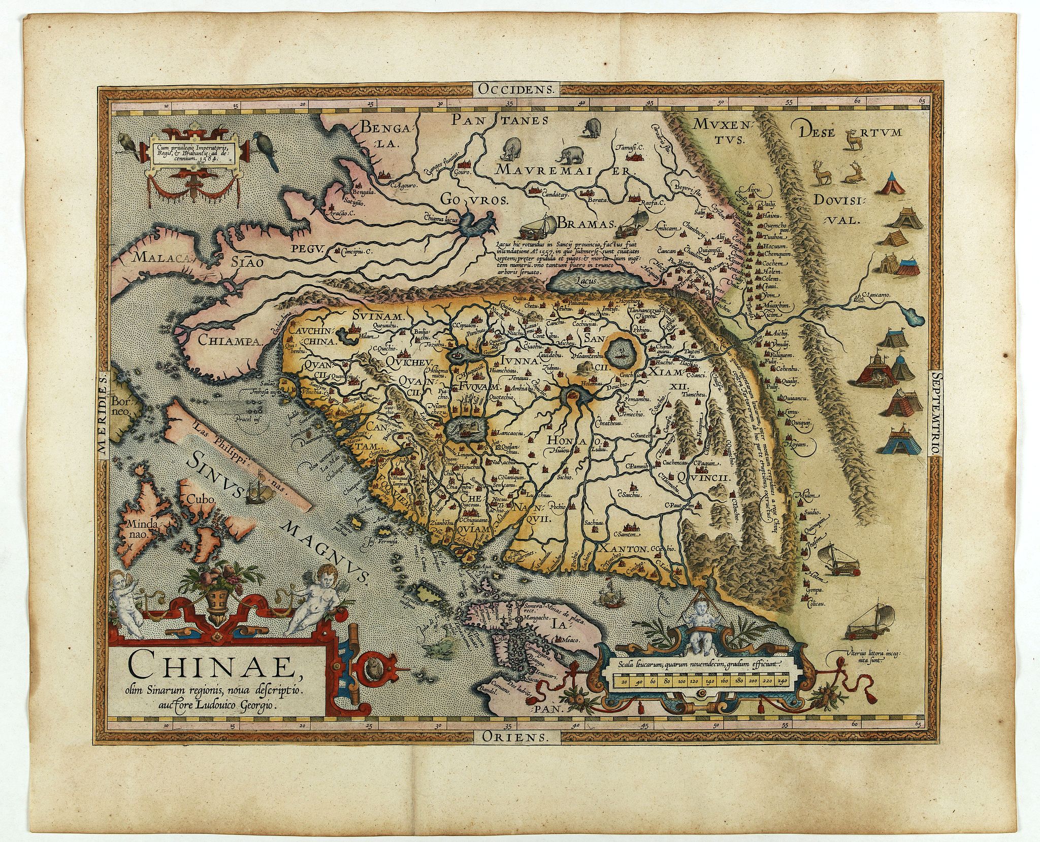 ORTELIUS, A., Chinae, olim Sinarum Regionis, nova descriptio. Auctore Ludovico Georgio., antique map, old maps