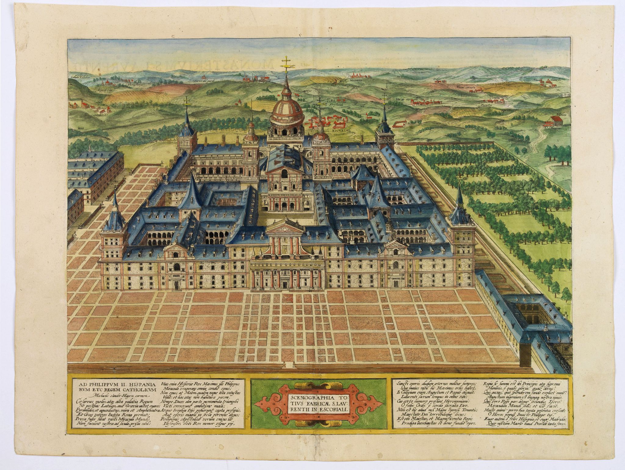 BRAUN,G. / HOGENBERG, F., Scenographia Totius Fabricae S. Lau Renti Escorial,, antique map, old maps