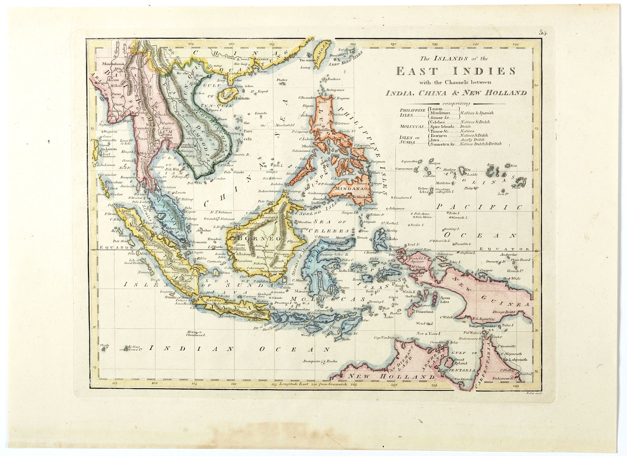 WILKINSON, R., The Islands of the East Indies with the Channels between India, China & New Holland., antique map, old maps