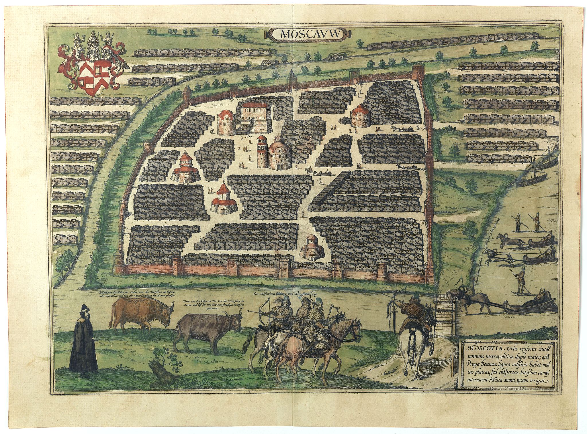 BRAUN, G. / HOGENBERG, F., Moscavw. Moscovia, Urbs regionis eiusde nominis metropolitica, duplo maior. . ., antique map, old maps