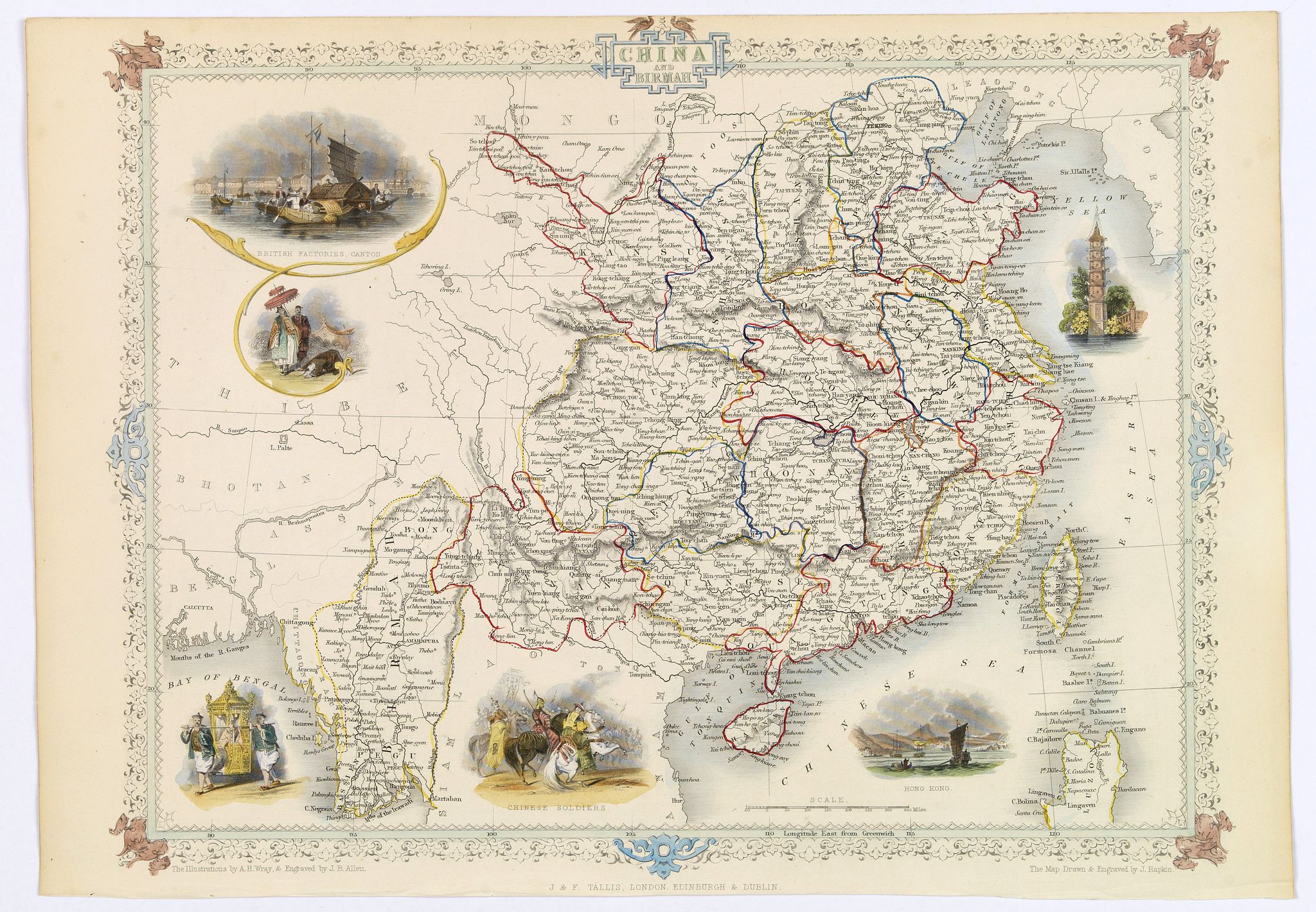 TALLIS, J., China and Birmah., antique map, old maps