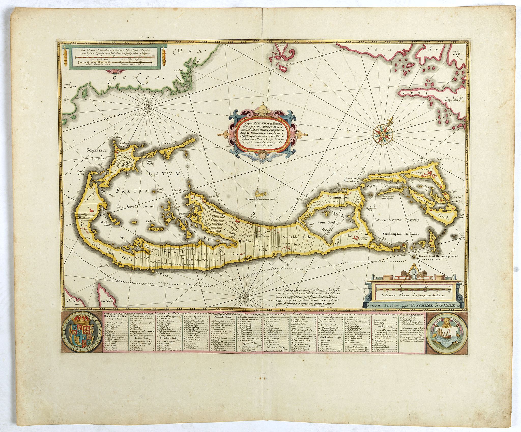 SCHENK,P./ VALK,G., Mappa Aestivarum Insularum, alias Barmudas.., antique map, old maps