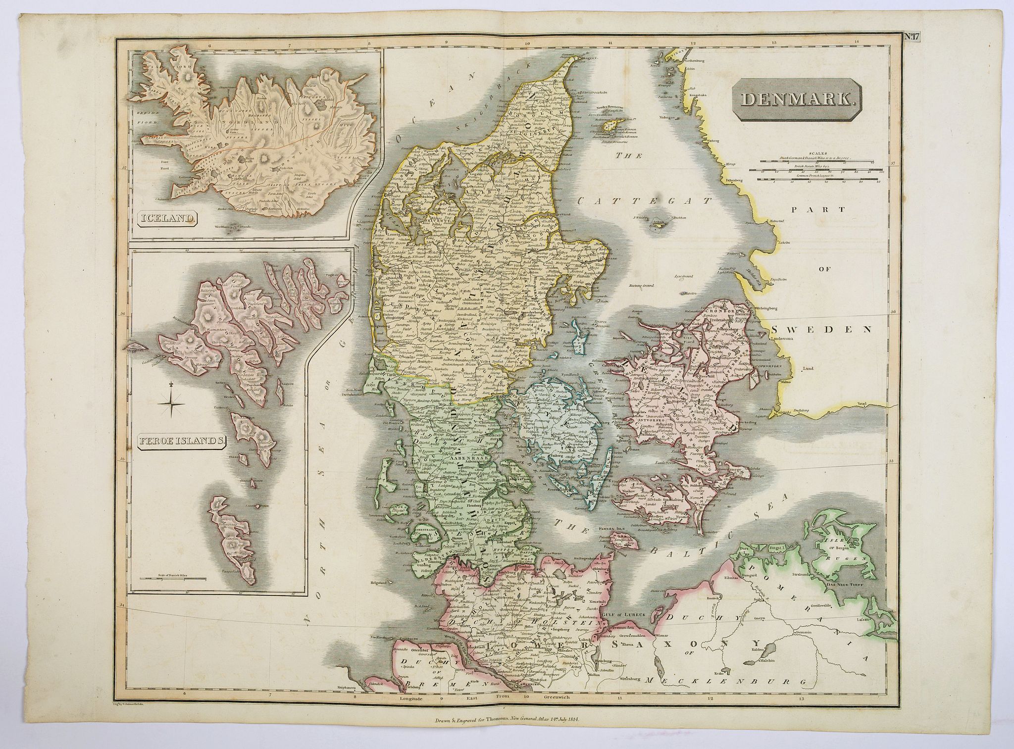THOMSON, John., Denmark., antique map, old maps