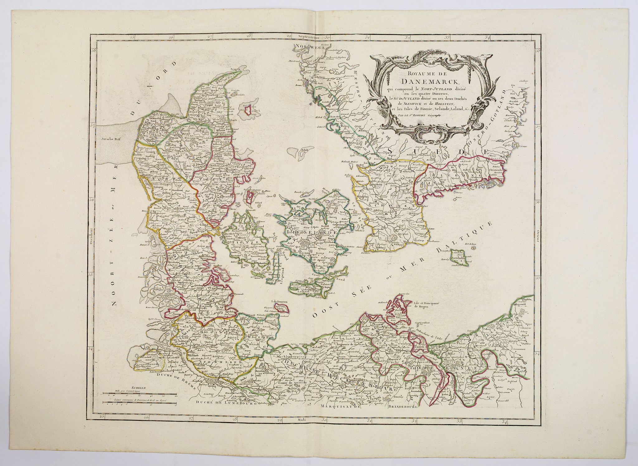 ROBERT DE VAUGONDY, G., Royaume de Danemark. . ., antique map, old maps