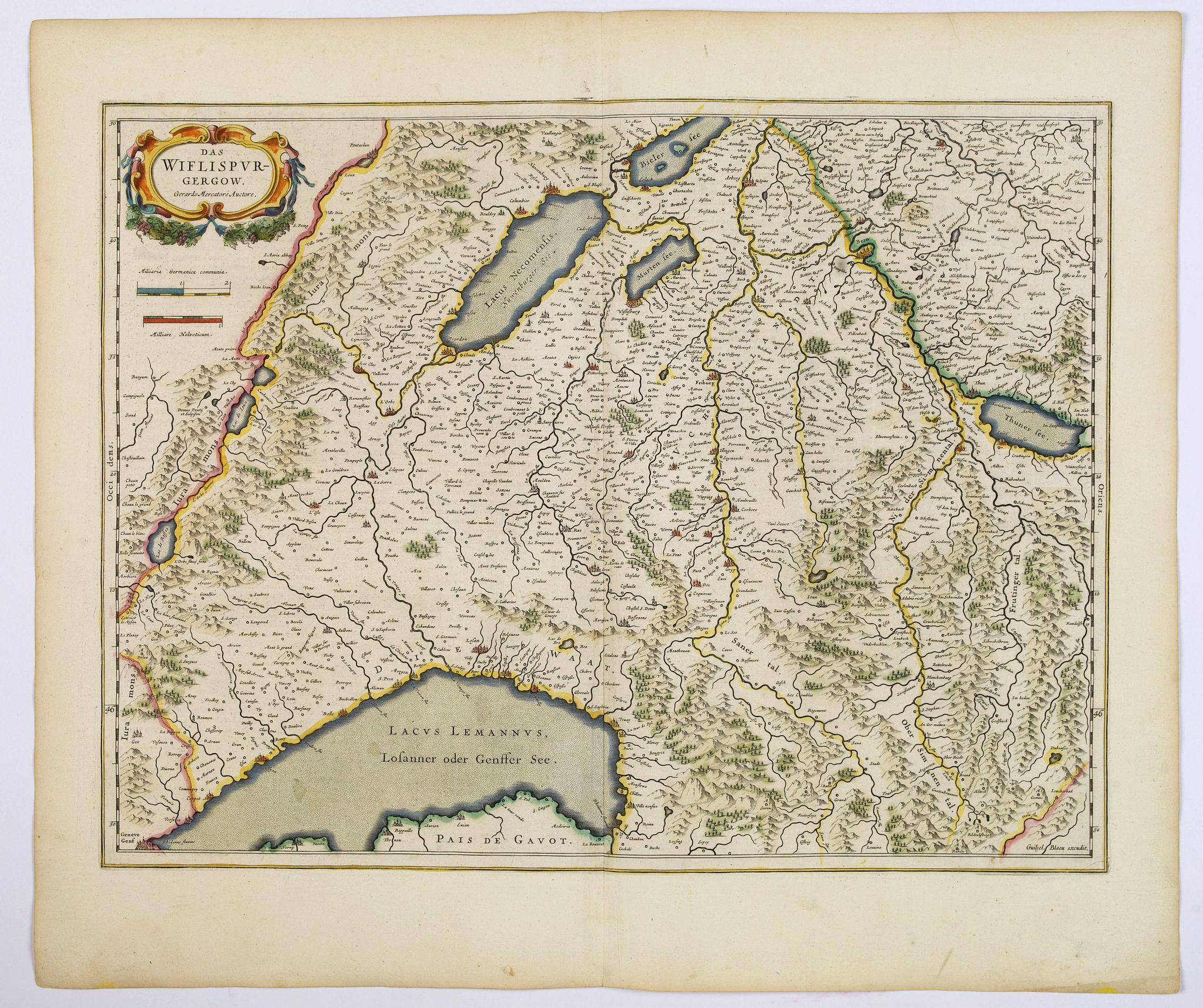 BLAEU, W., Das Wiflispurgergow., antique map, old maps
