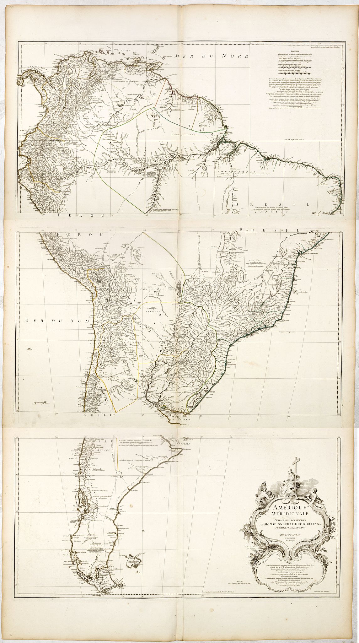 D'ANVILLE., Amérique Meridionale. . ., antique map, old maps