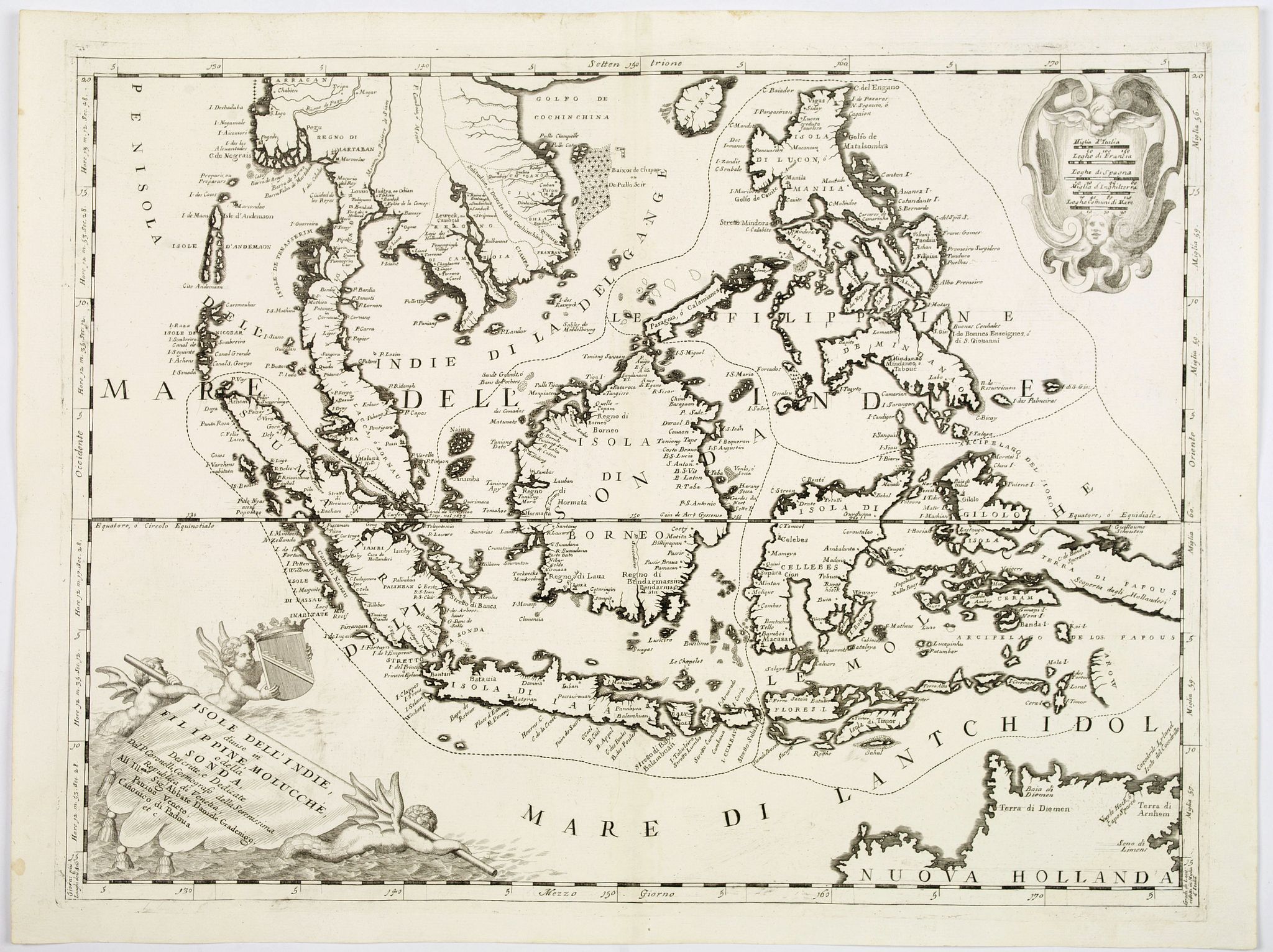 CORONELLI, V.M., Isole Dell' Indie, diuise in Filippine, Molucche, e della Sonda . . ., antique map, old maps