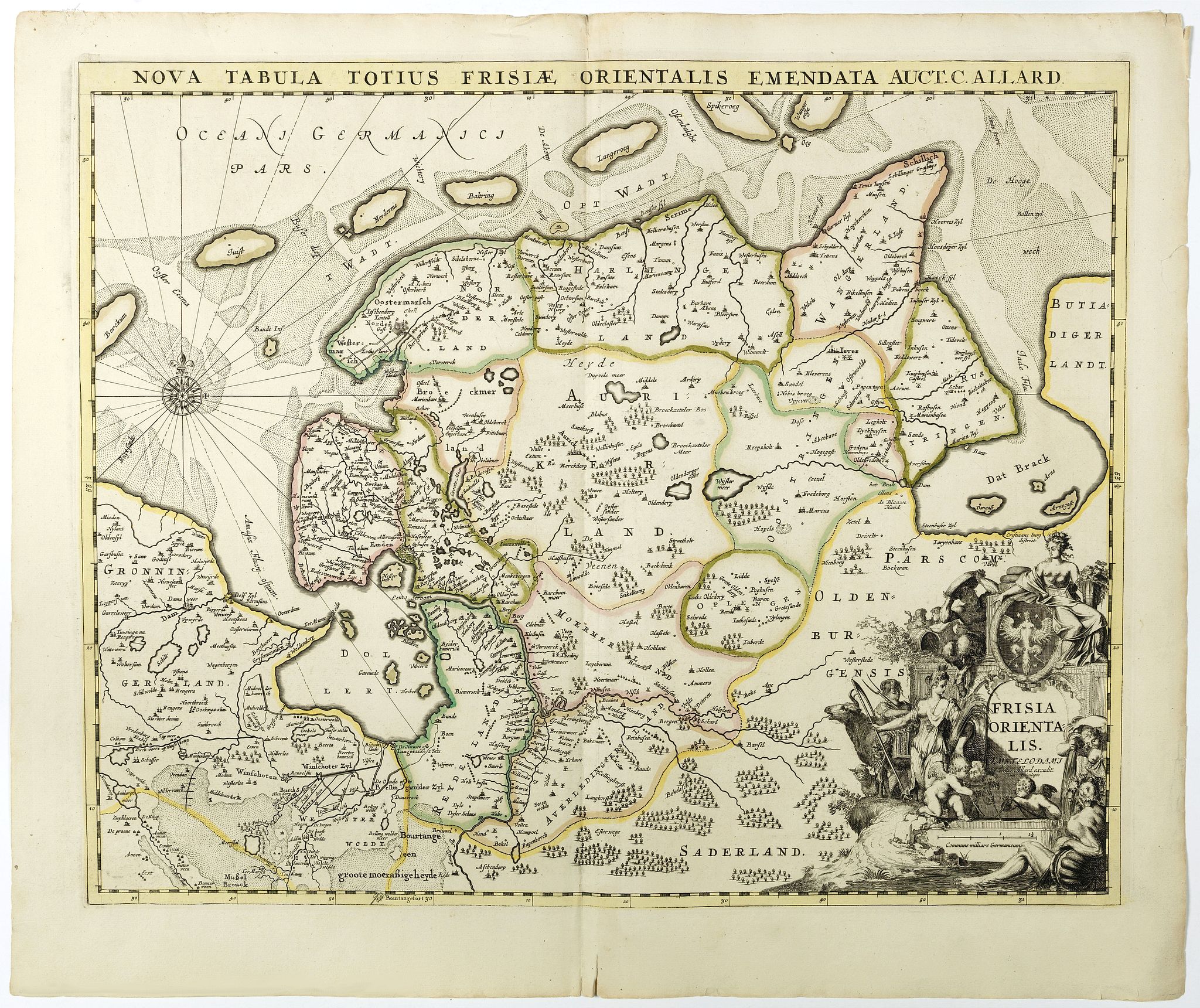ALLARD, C., Nova Tabula Totius Frisiae Orientalis., antique map, old maps