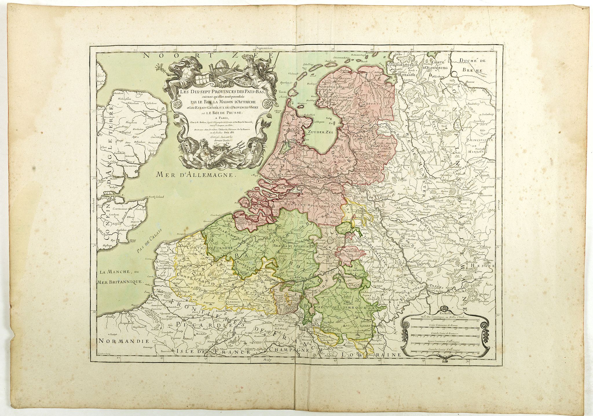 DESNOS, L.C., Les Dix-Sept Provinces des Pays-Bas. . ., antique map, old maps