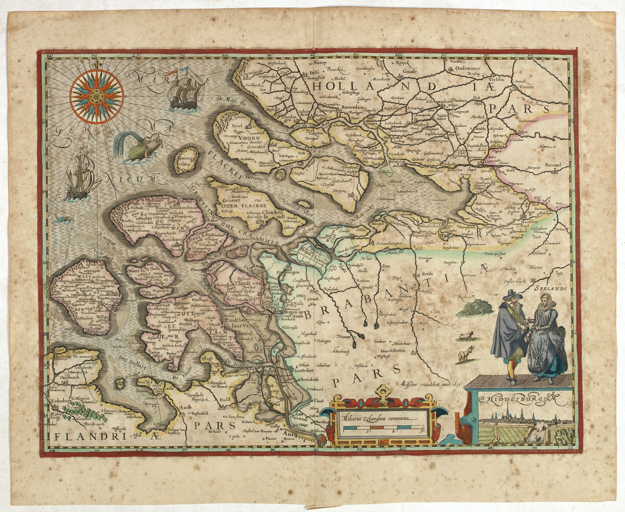 KAERIUS, P. / VISSCHER, C. J., (Zeeland), antique map, old maps