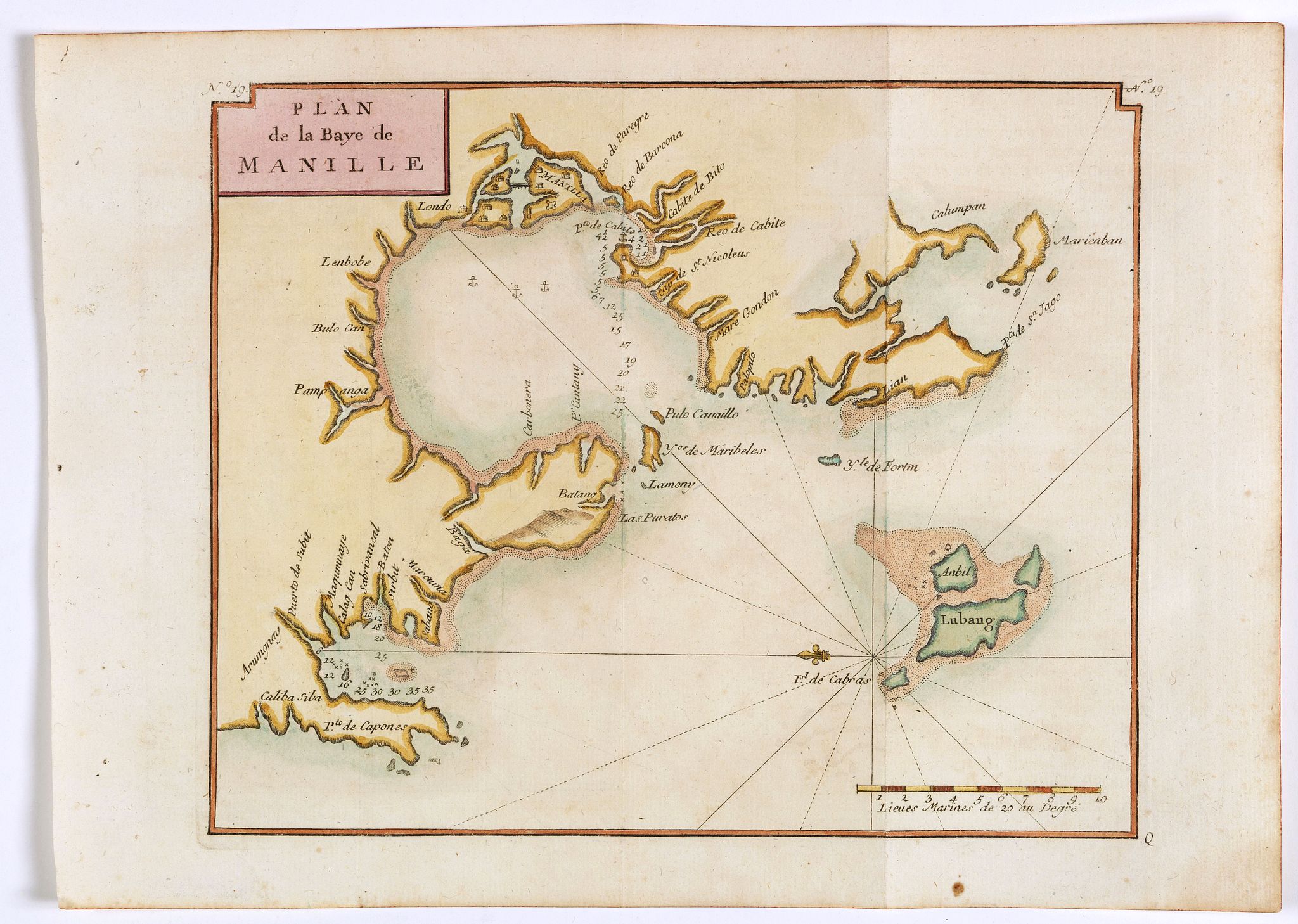 ANSON,G., Plan de la Baye de Manille., antique map, old maps