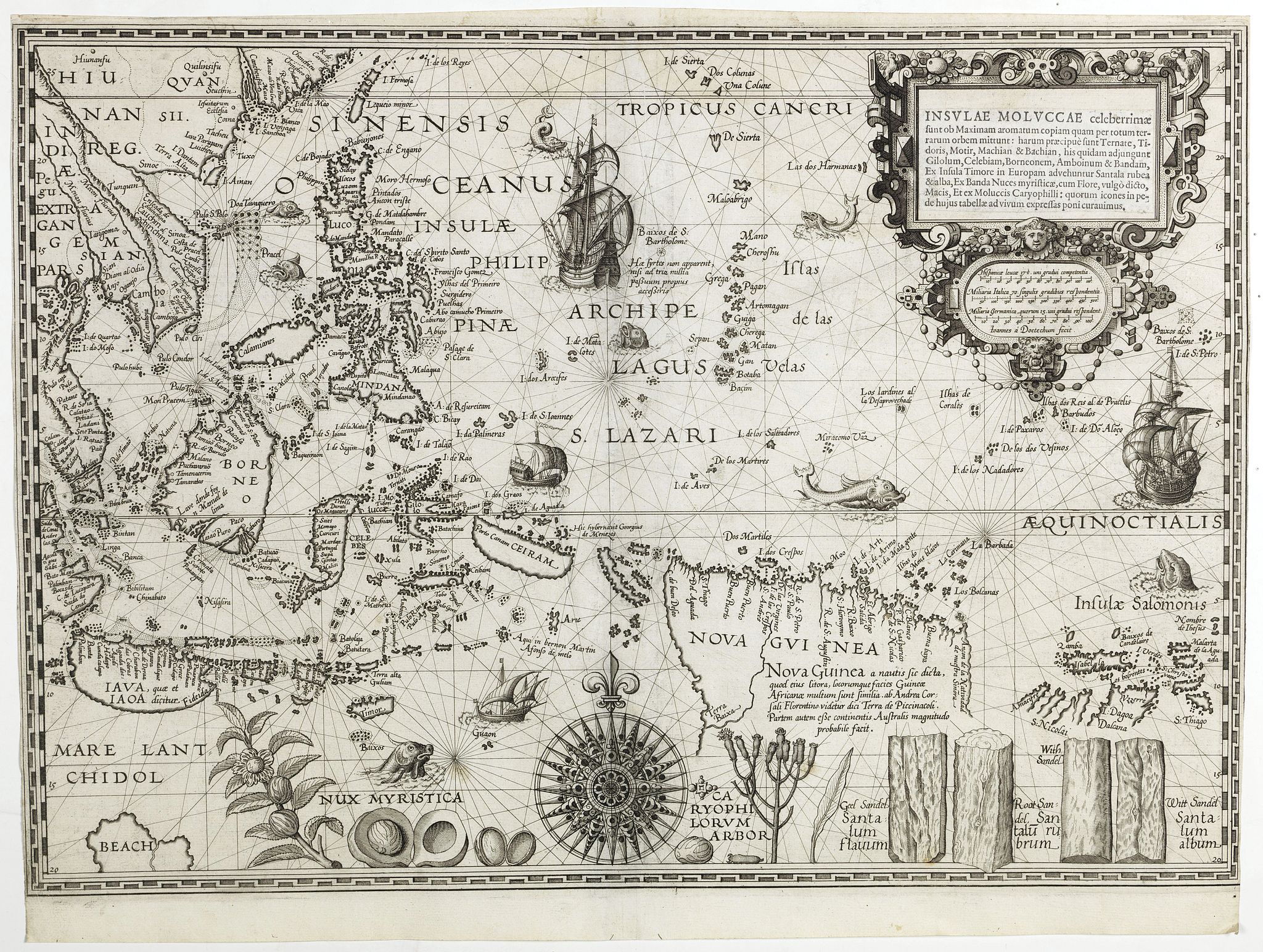 Old map by PLANCIUS -Insulae Moluccae celeberrimæ sunt ob Maximam aromatum copiam quam per totum terrarum orbem mittunt…