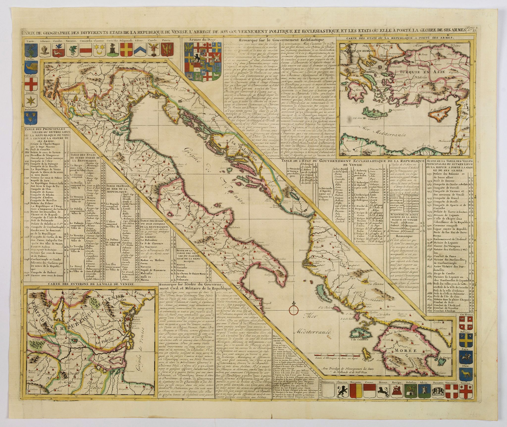 CHATELAIN, H., Carte de Géographie des différents Etats de la République de Venise . . ., antique map, old maps