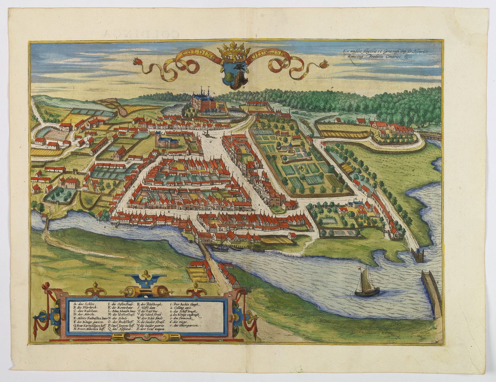 BRAUN,G. / HOGENBERG, F., Colding Schloss und Stat., antique map, old maps