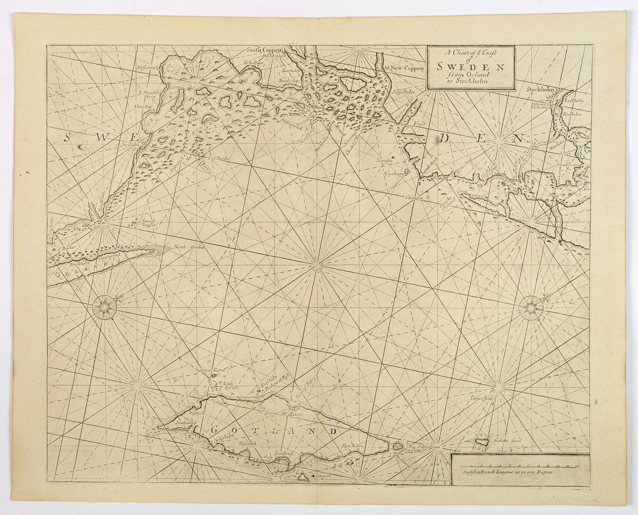 MOUNT & PAGE., A Chart of ye Coast of Sweden from Oeland to Stockholm., antique map, old maps