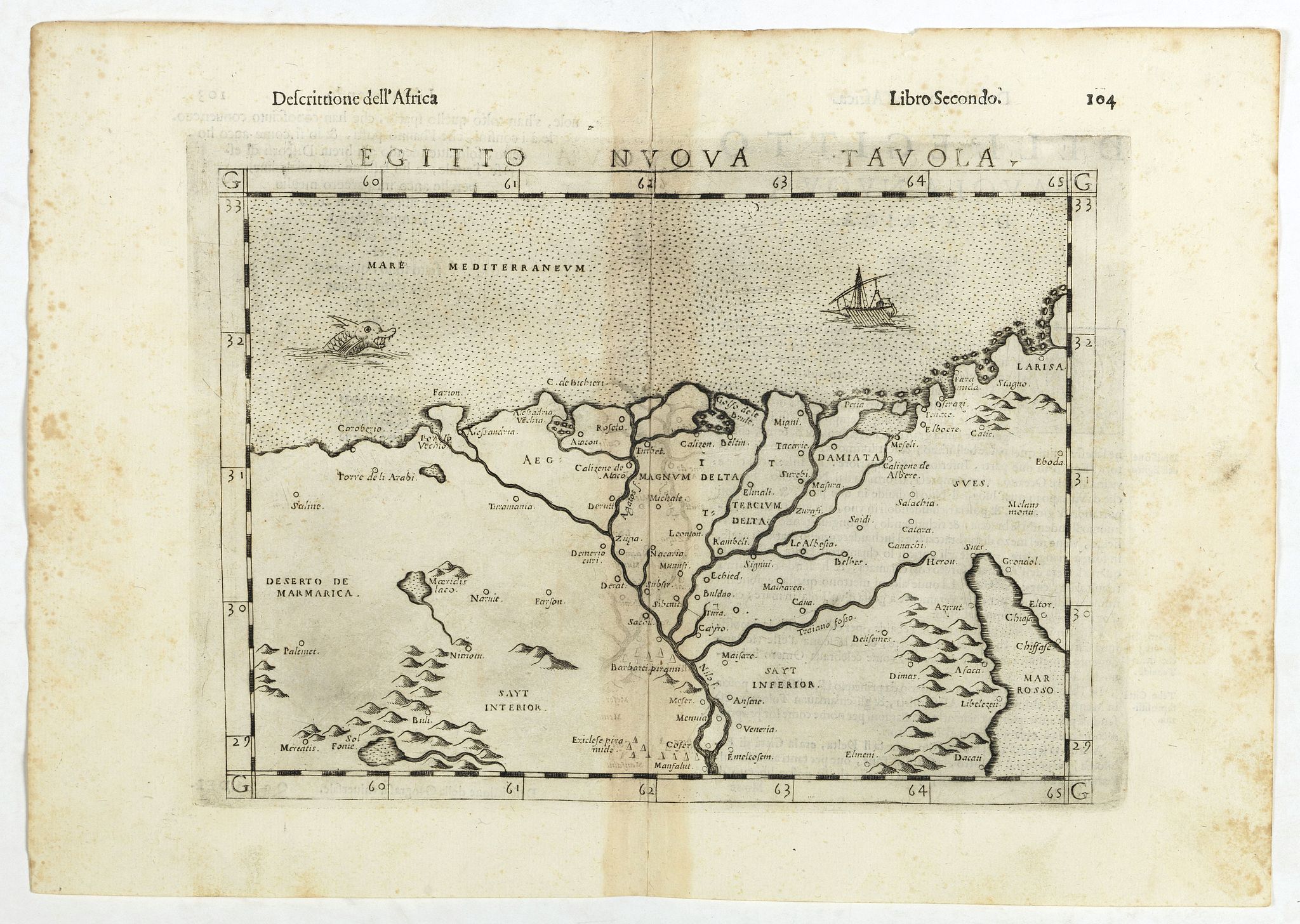 RUSCELLI, G., Egito vuova tavola., antique map, old maps