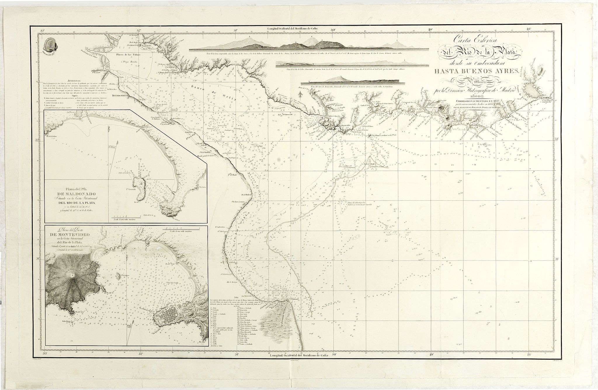 DIRECTION HIDROGRAFICA, Carta esférica del Rio de la Plata : desde su embocadura hasta Buenos Aires., antique map, old maps