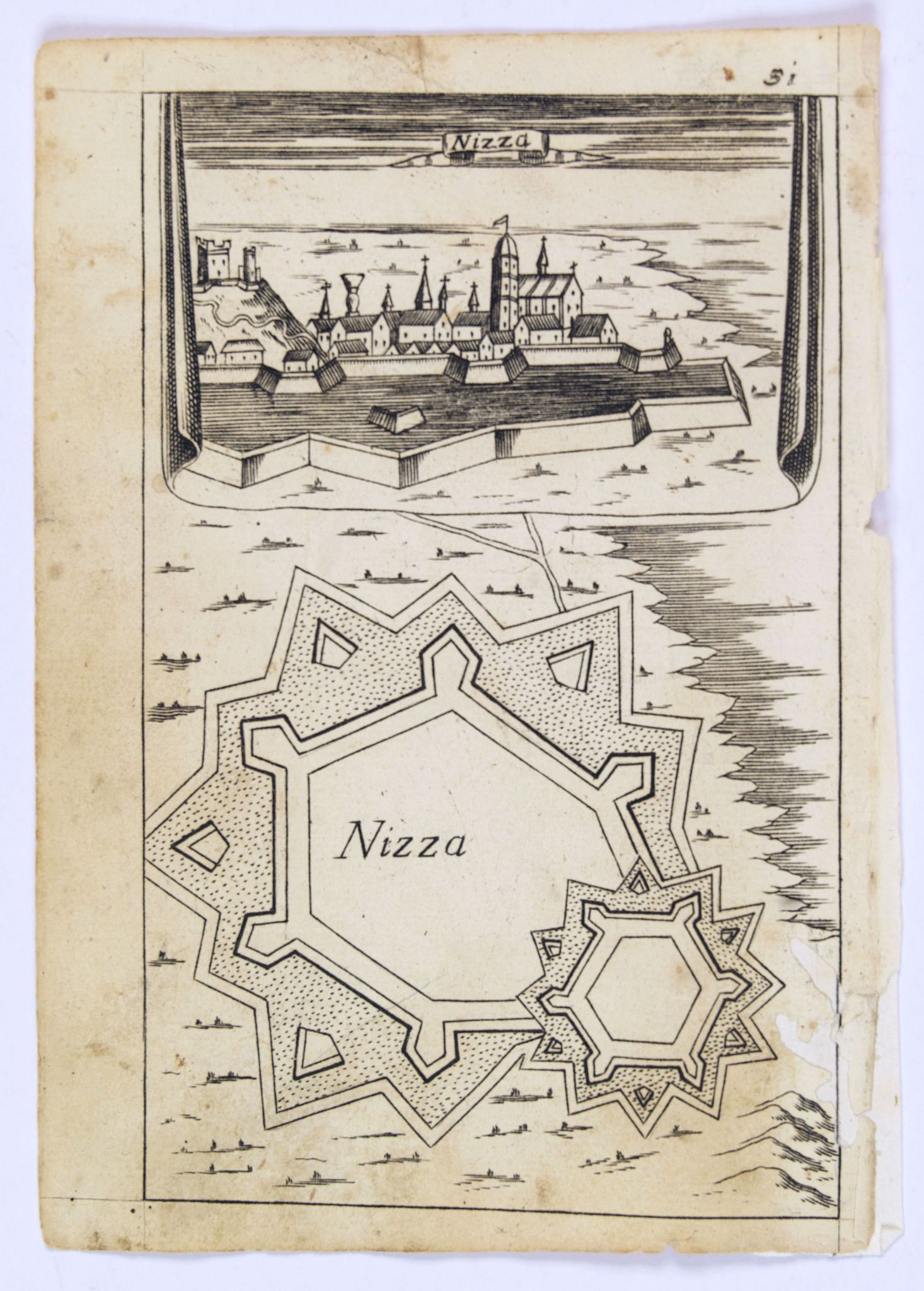 ANONYMOUS., Nizza., antique map, old maps