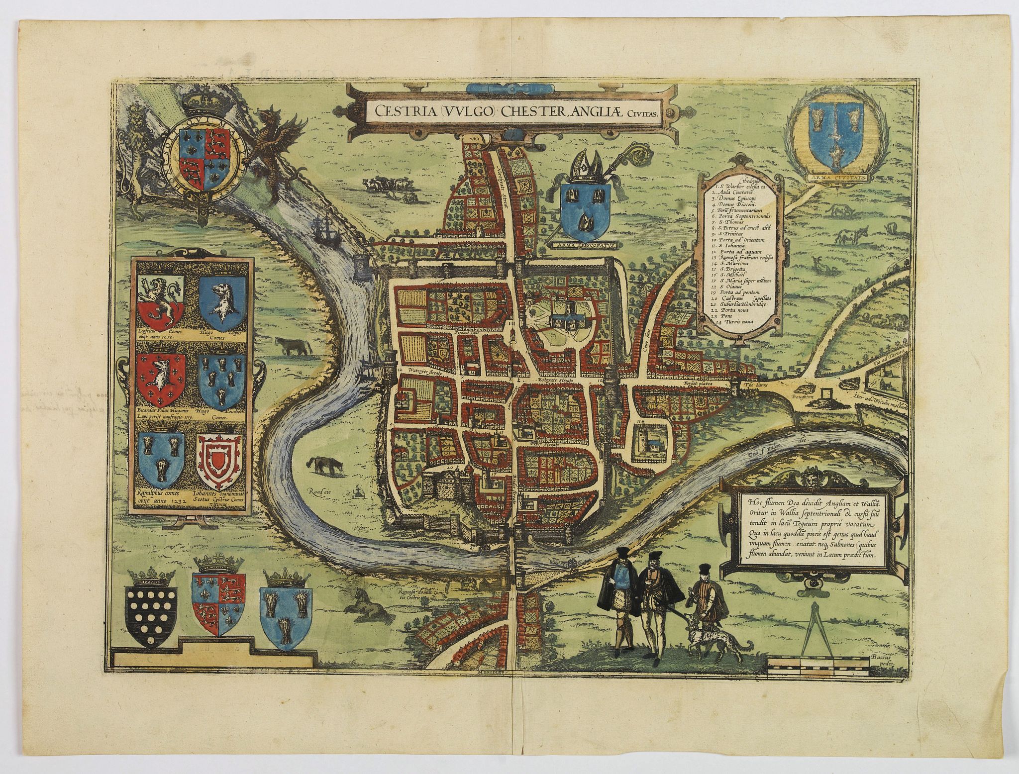 BRAUN, G. / HOGENBERG, F., Cestria vulgo Chester, Angliae Civitas., antique map, old maps