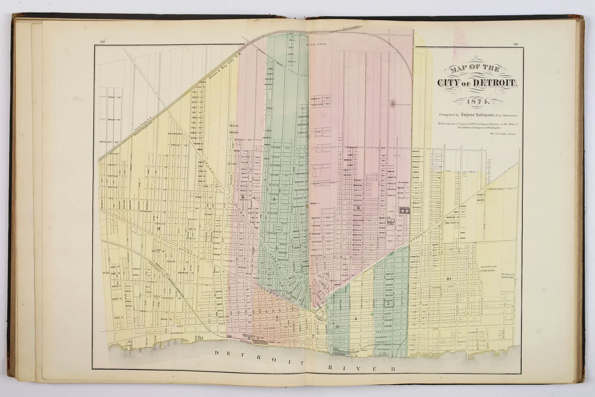 WALLING / TACKABURY, Atlas of the State of Michigan including statistics and descriptions of its topography, hydrology, climate. . ., antique map, old maps