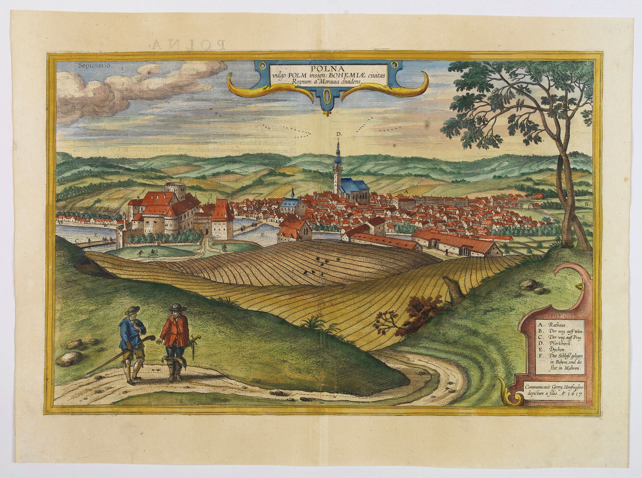 BRAUN, G. / HOGENBERG, F., Polna vulgo Polm insign : Bohemia. . ., antique map, old maps