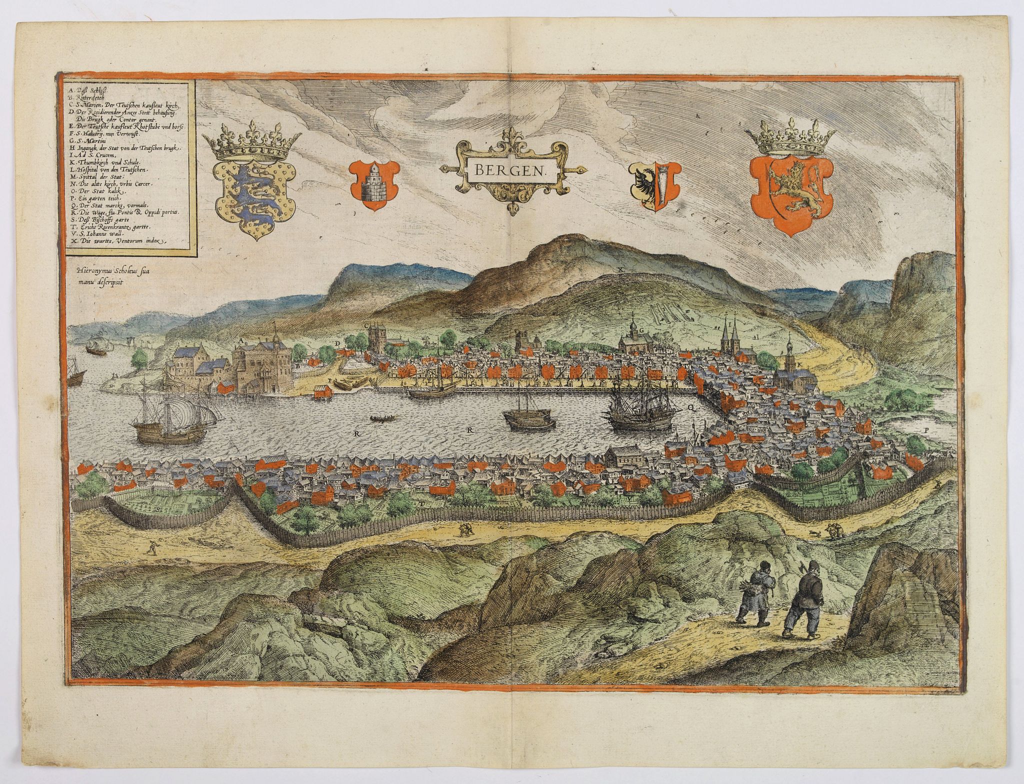 BRAUN,G. / HOGENBERG, F., Bergen., antique map, old maps