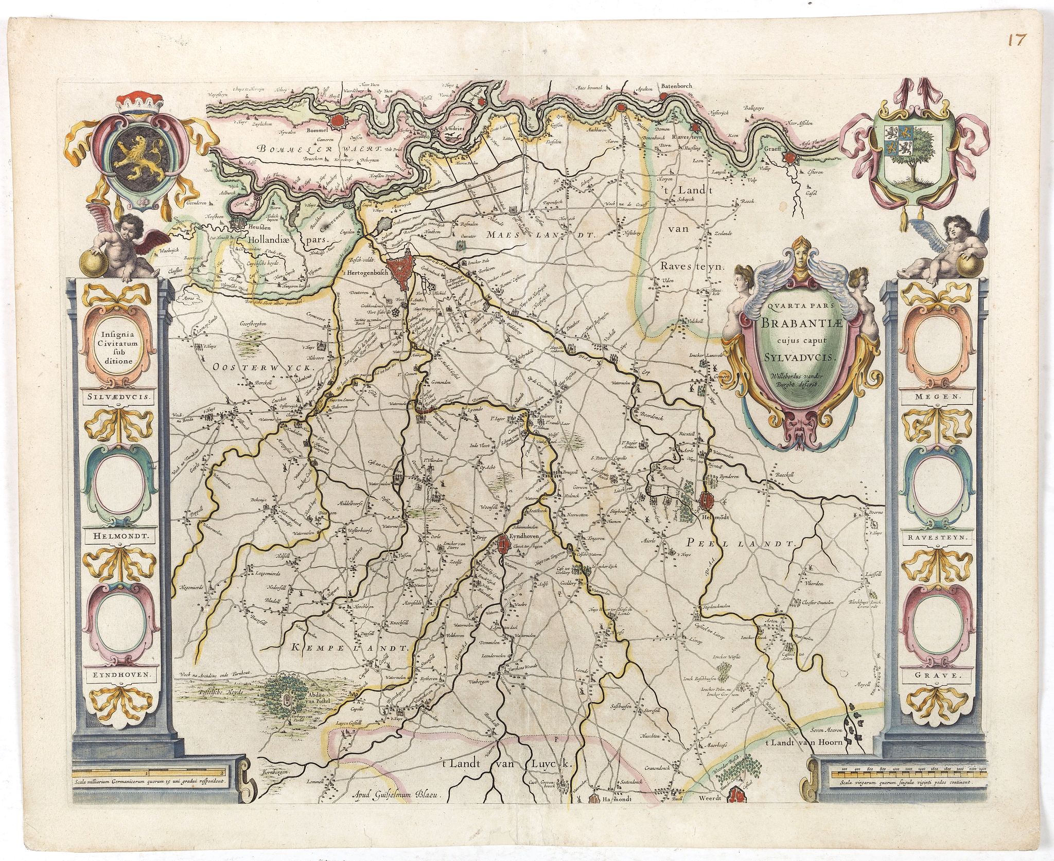 BLAEU, W., Quarta pars Brabantiae cujus caput Sylvaducis., antique map, old maps
