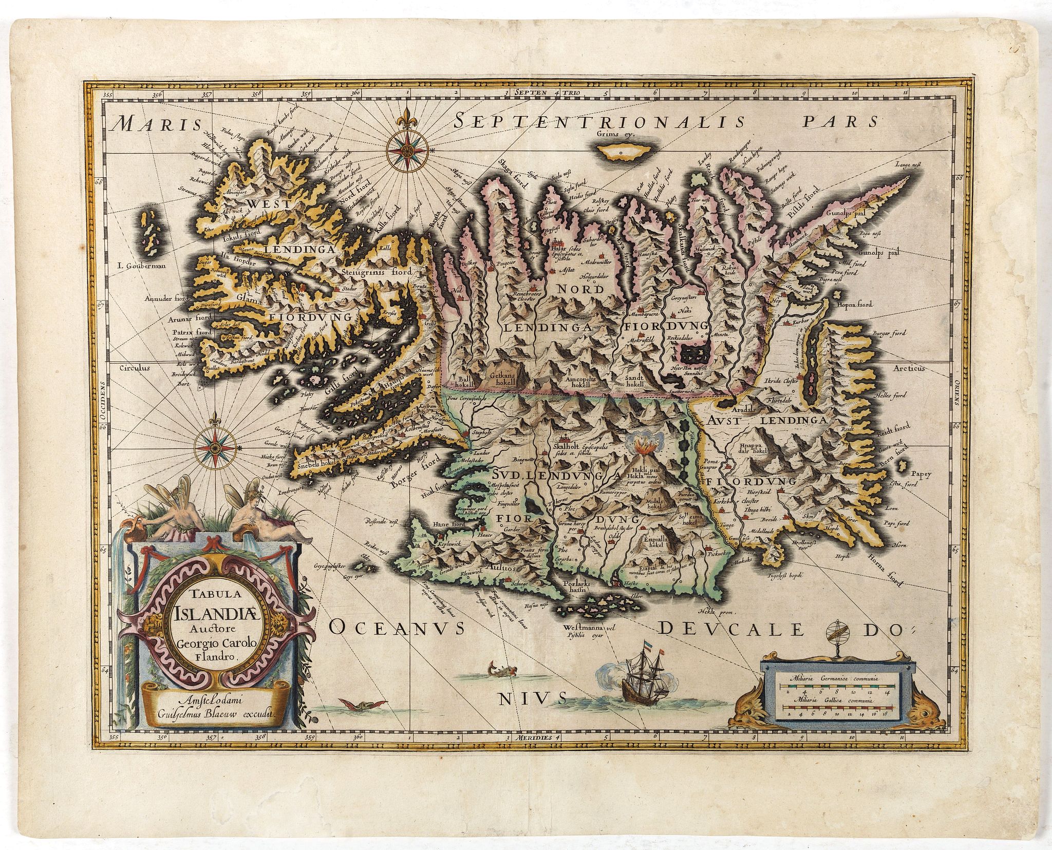 BLAEU, W., Tabula Islandiae. . ., antique map, old maps