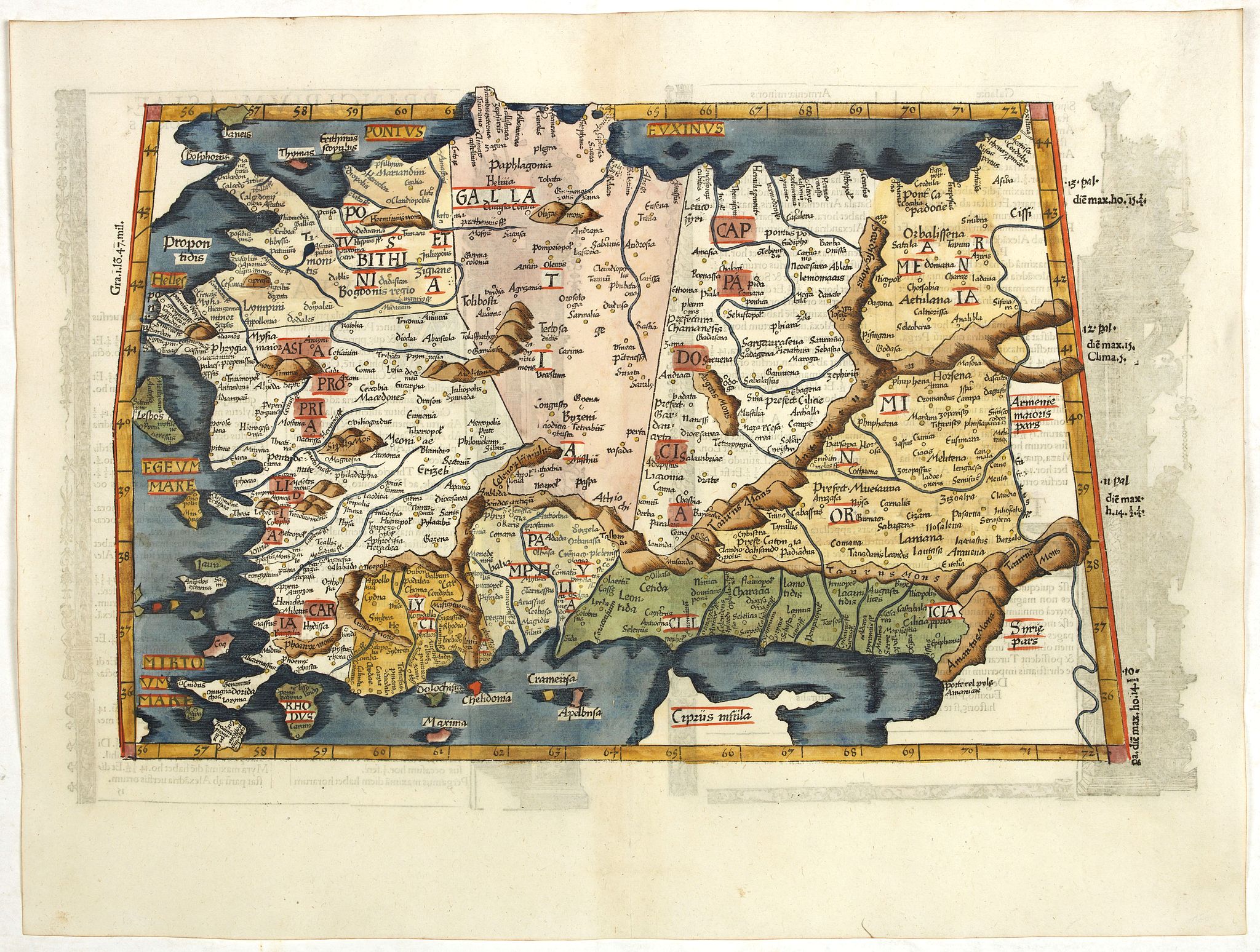 PTOLEMY / FRIES, L., Tabula I Asiae., antique map, old maps