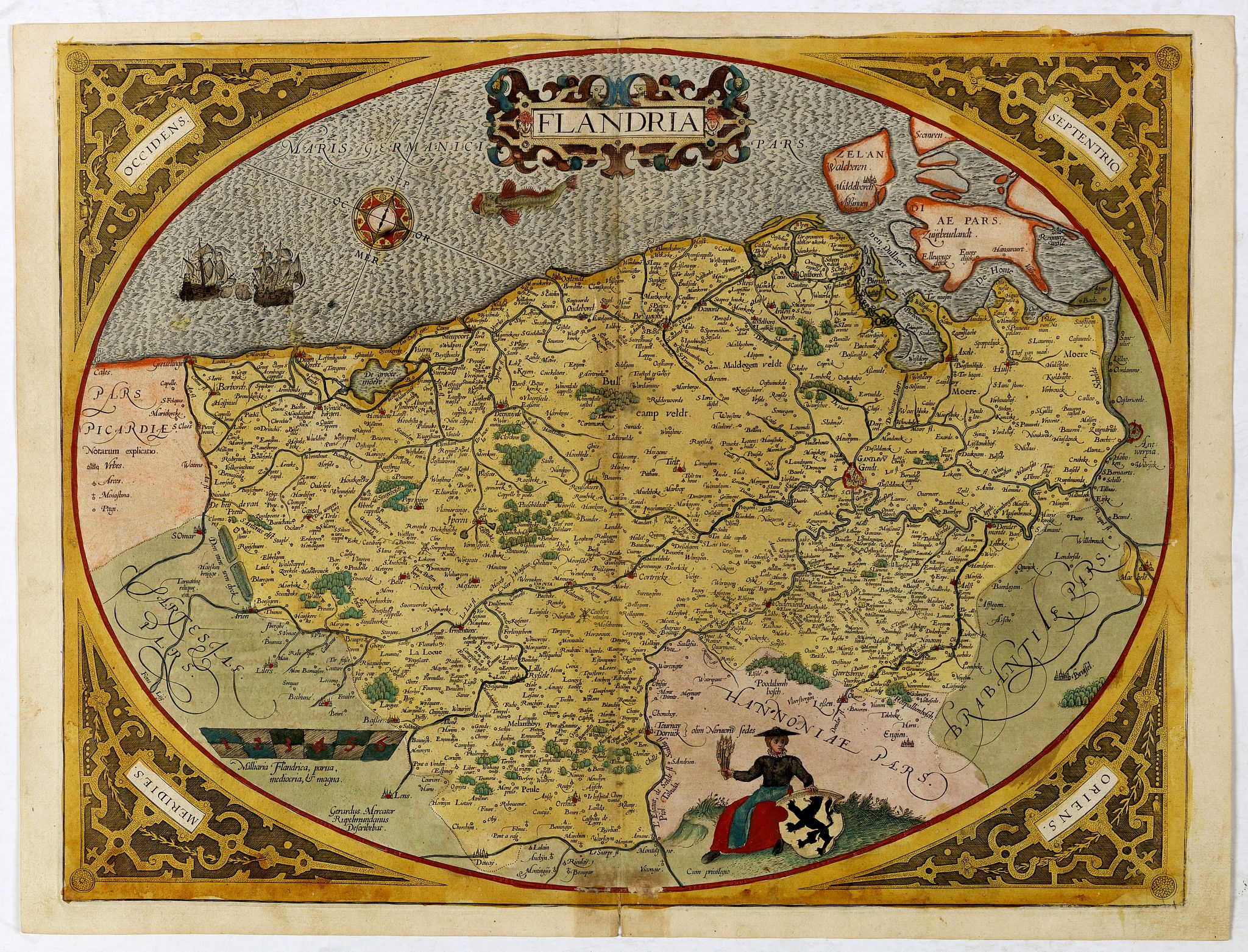 ORTELIUS, A., Flandria., antique map, old maps