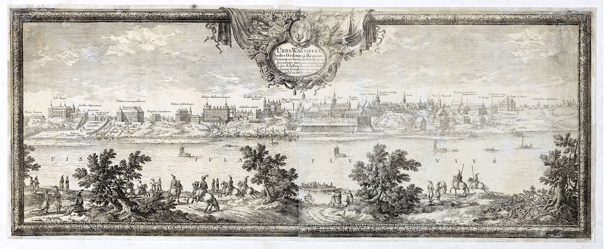 DAHLBERG, E. / PERELLE, N., Urbs Warsavia Sedes Regum Poloniae ordinaria eo statu repraesentata quo a S.R.M. Sueciae d. 30 Aug. An.° 1655 occupabatur., antique map, old maps