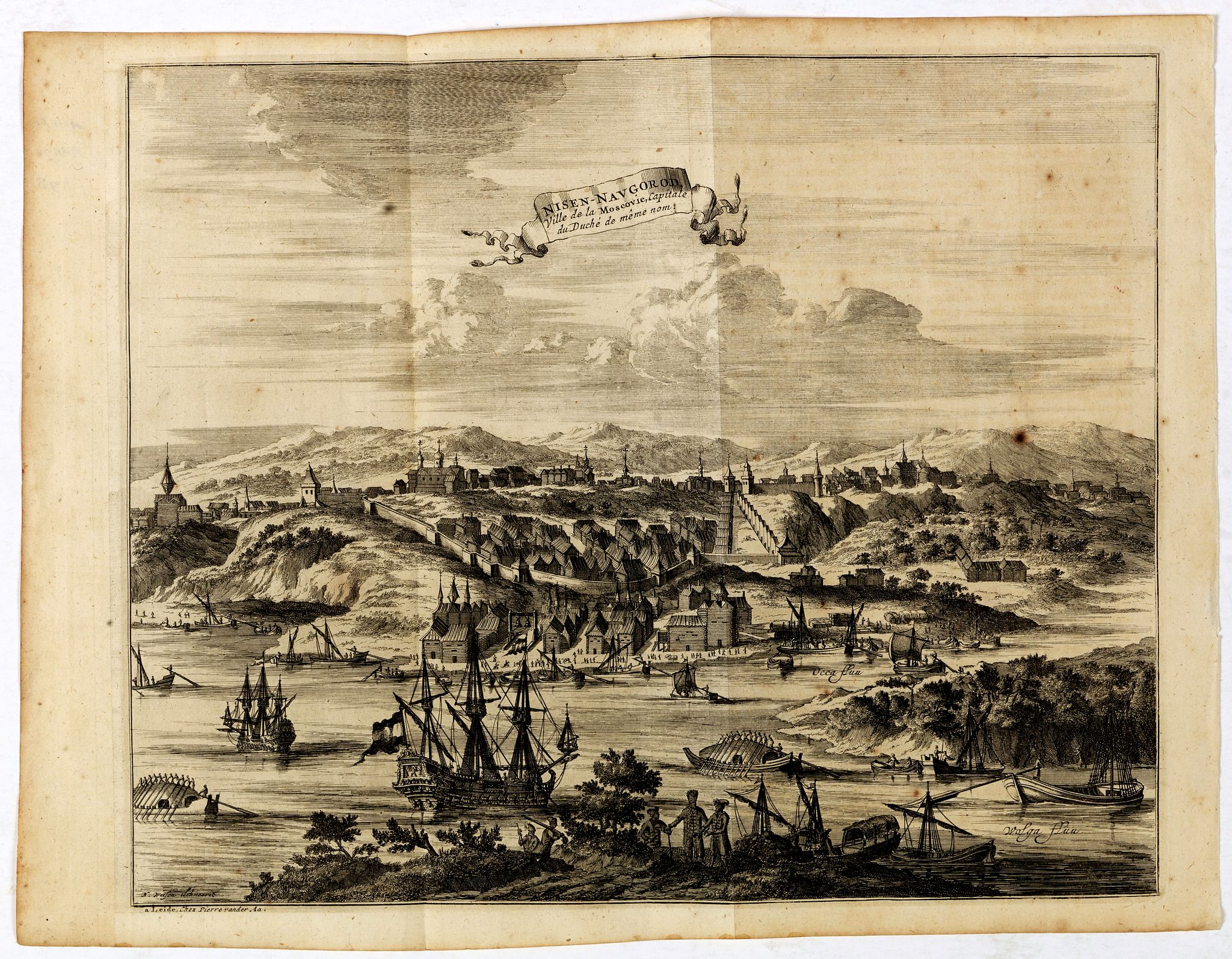 VAN DER AA, P. / OLEARIUS, A., Nisen-Navgorod ville de la moscovie, Capitale du Duche de meme nom., antique map, old maps