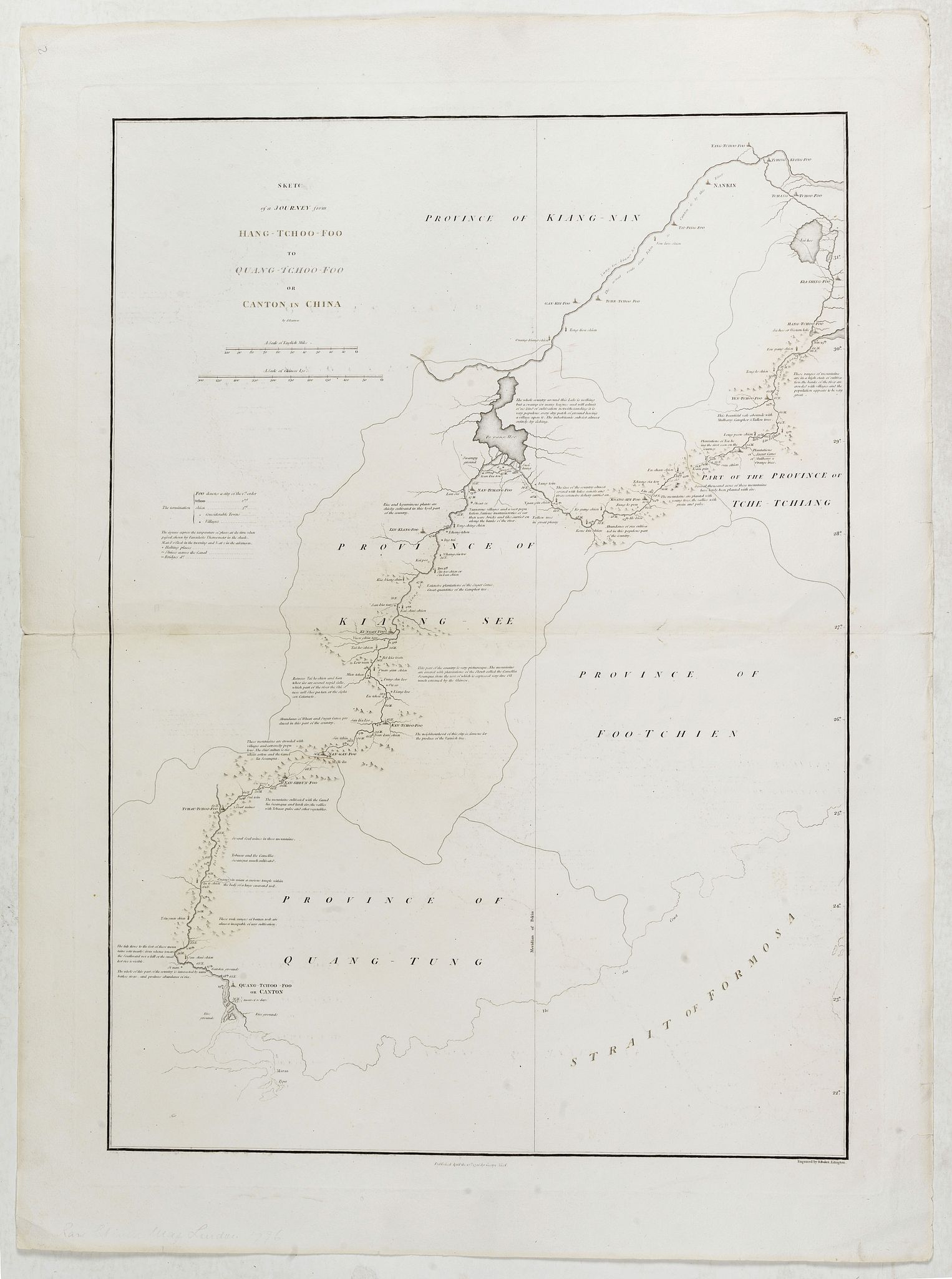 STAUGHTON, George., Sketch of A Journey from Hang-Tchoo-Foo To Quang-Tchoo-Foo or Canton in China., antique map, old maps