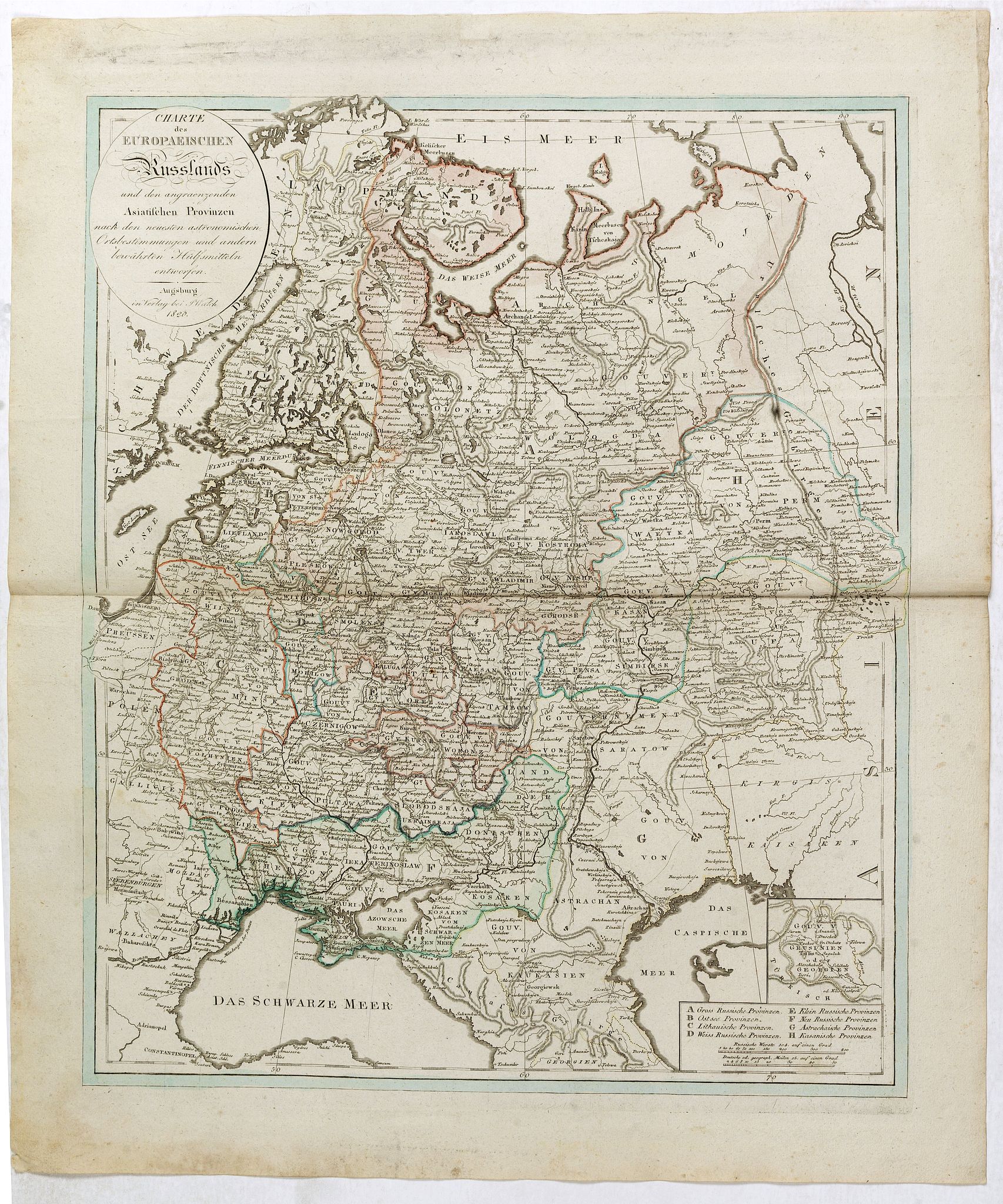 WALCH, J., Europaeischen Russlands . . ., antique map, old maps