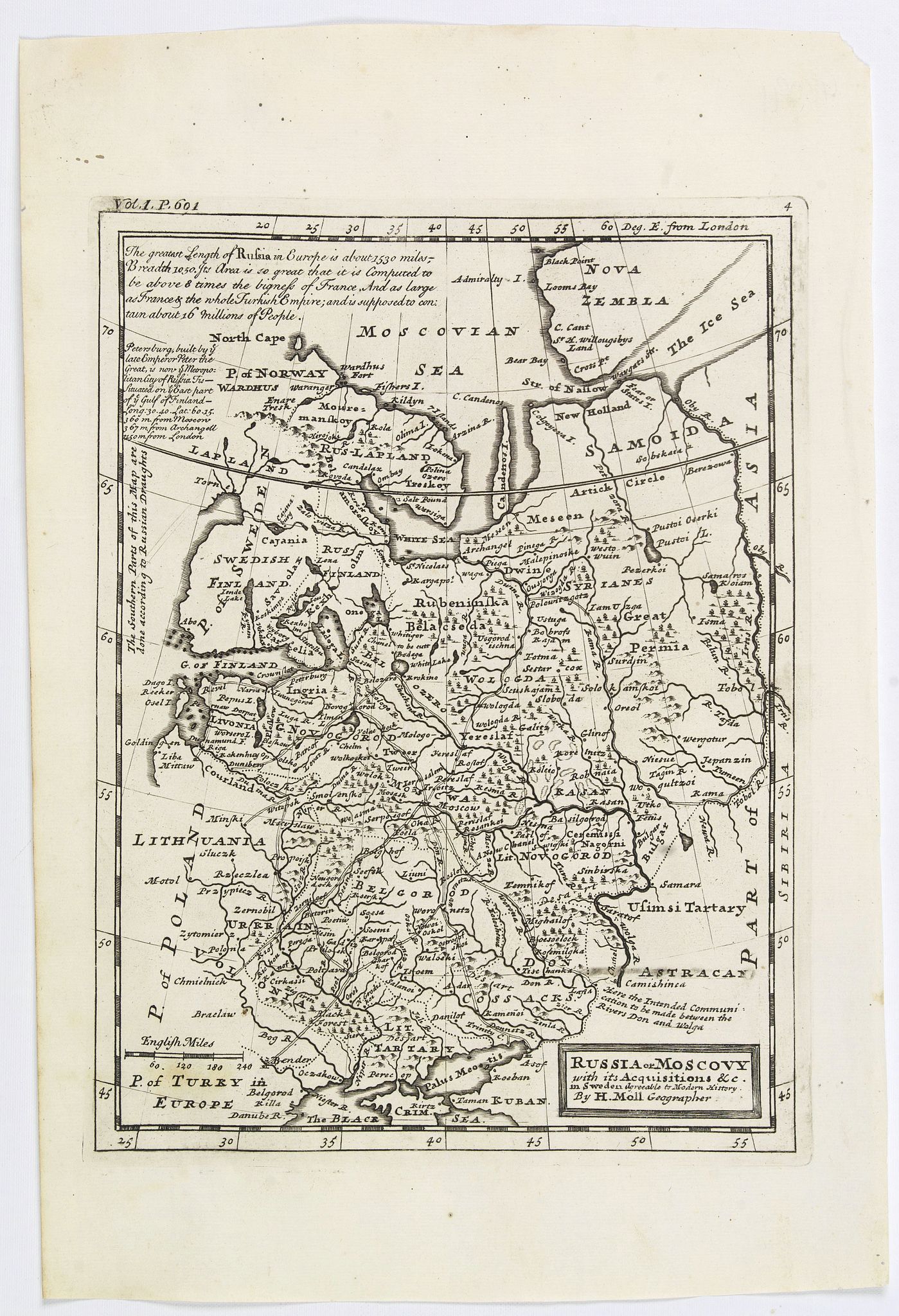 MOLL, Herman., Russia or Moscovy with its Acquisitions &c., antique map, old maps