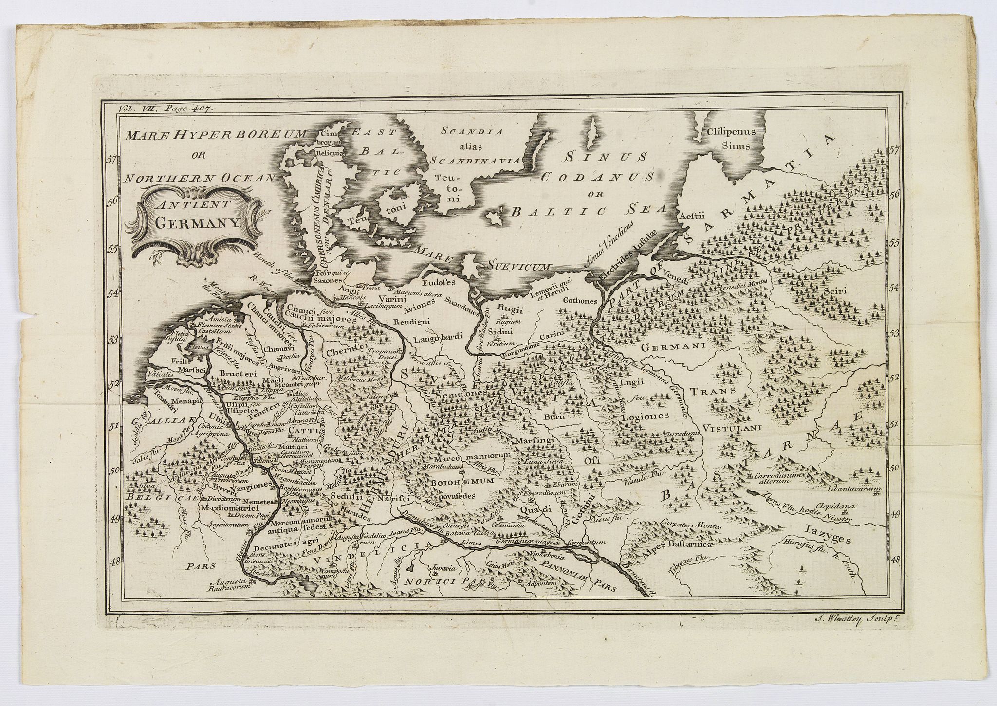 ANONYMOUS., Antient Germany., antique map, old maps