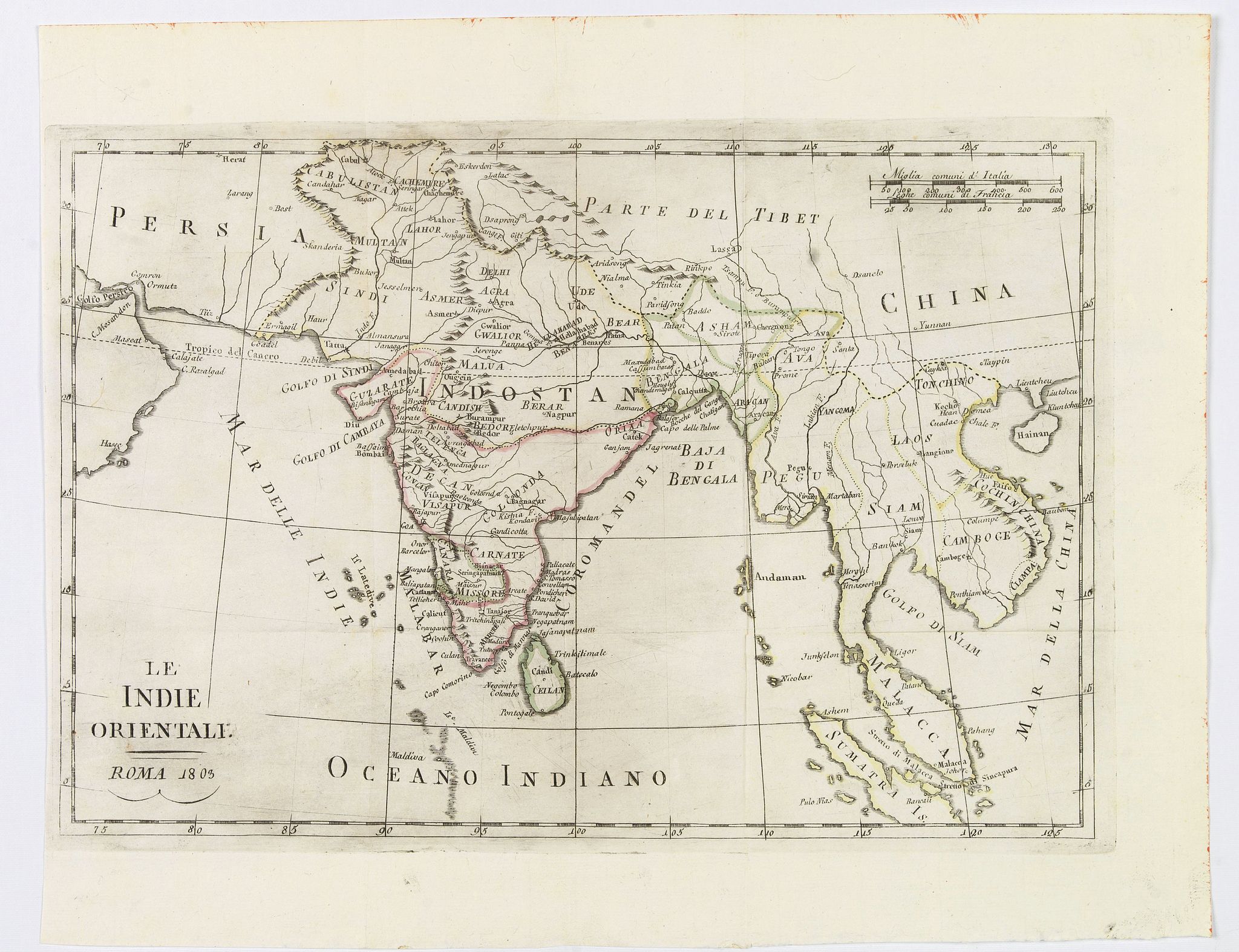 ANONYMOUS., Le Indie Orientali., antique map, old maps