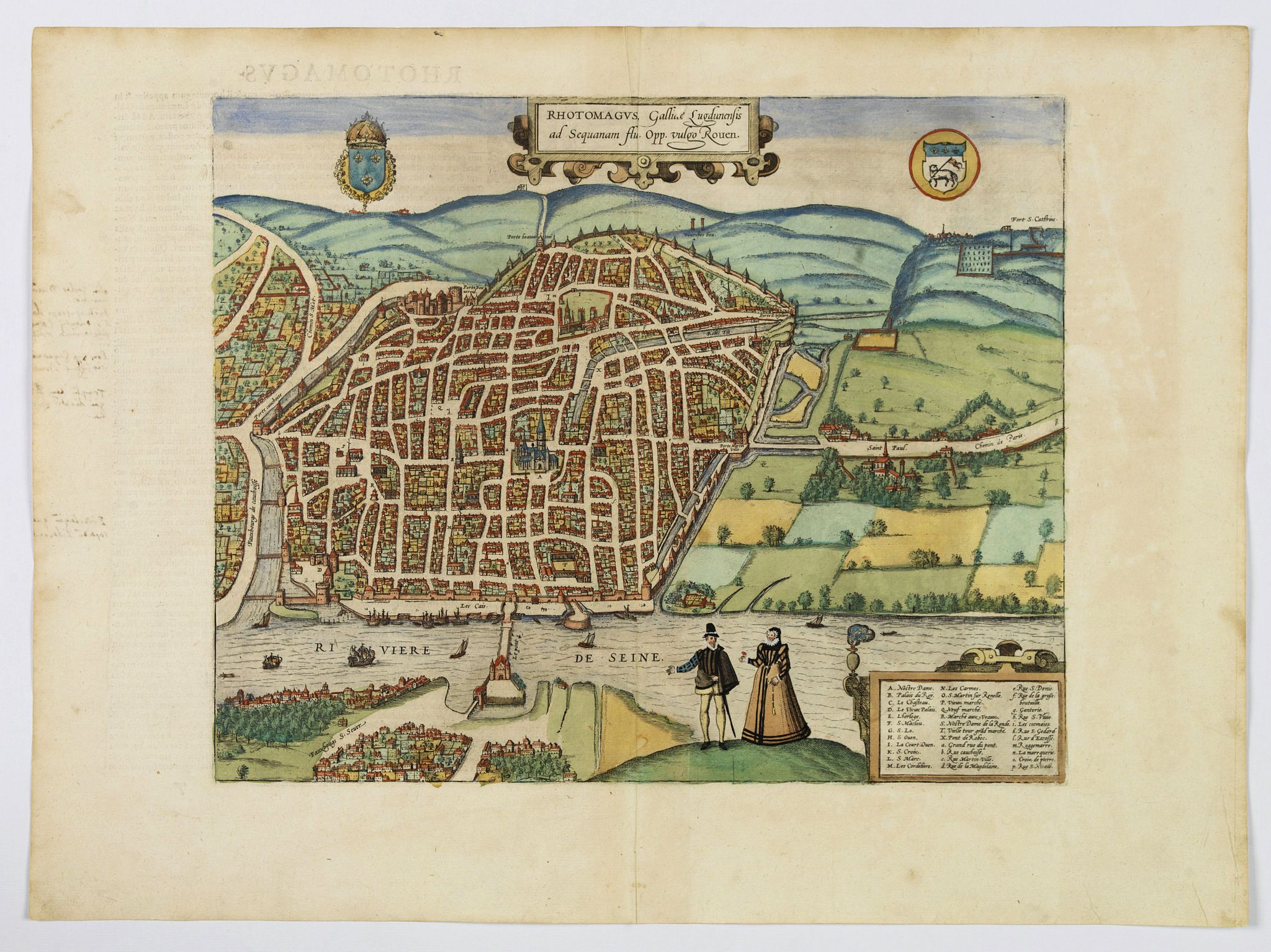 BRAUN, G. / HOGENBERG, F., RHOTOMAGUS Galliae... Rouen., antique map, old maps