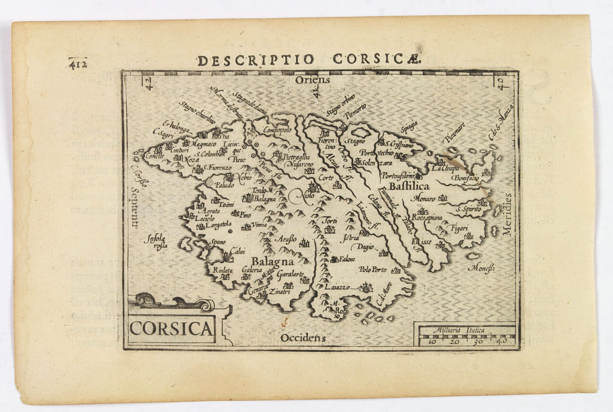 LANGENES, B. / BERTIUS, P., Corsica., antique map, old maps