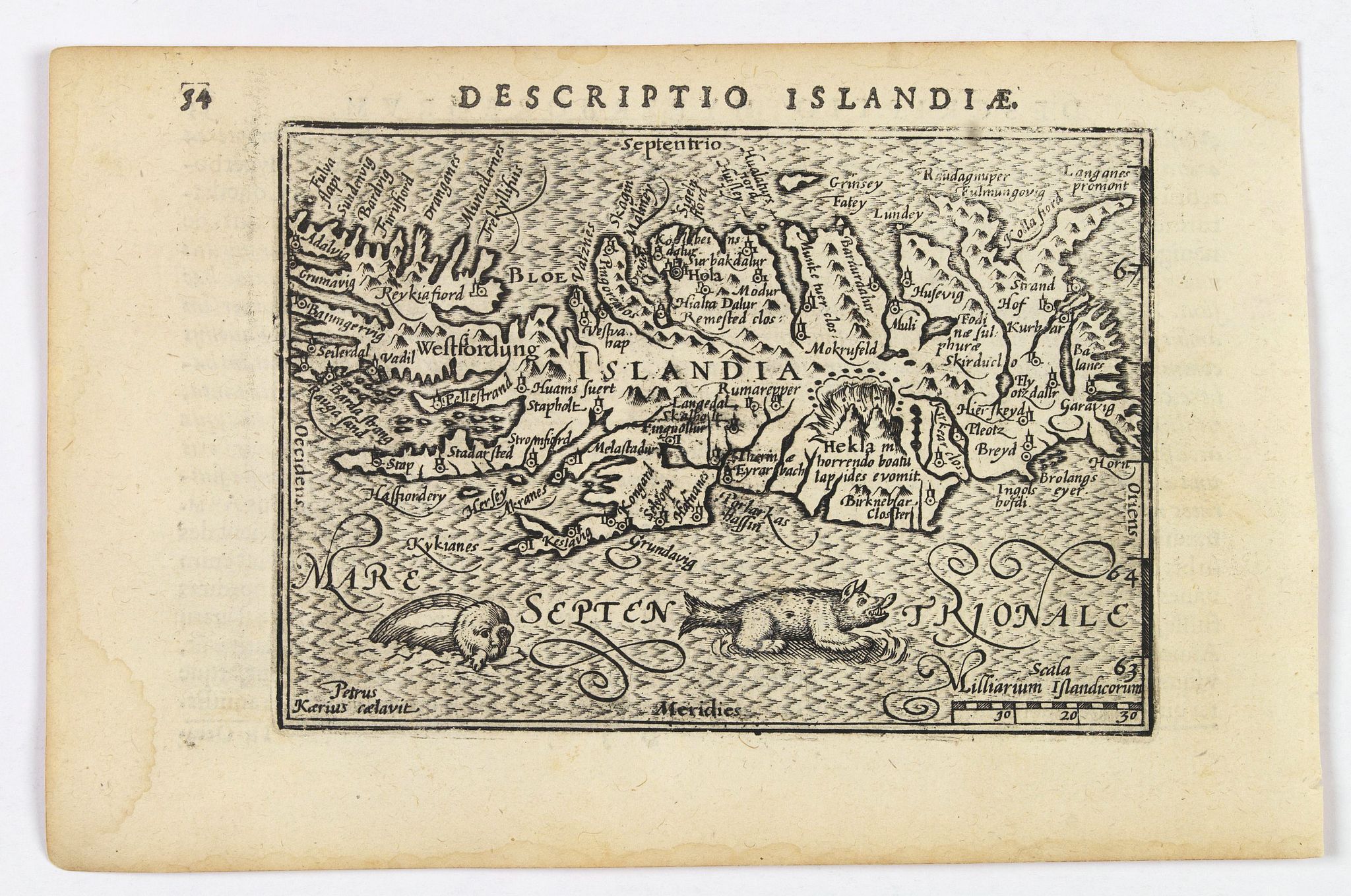 LANGENES, B. / BERTIUS, P., Islandia., antique map, old maps