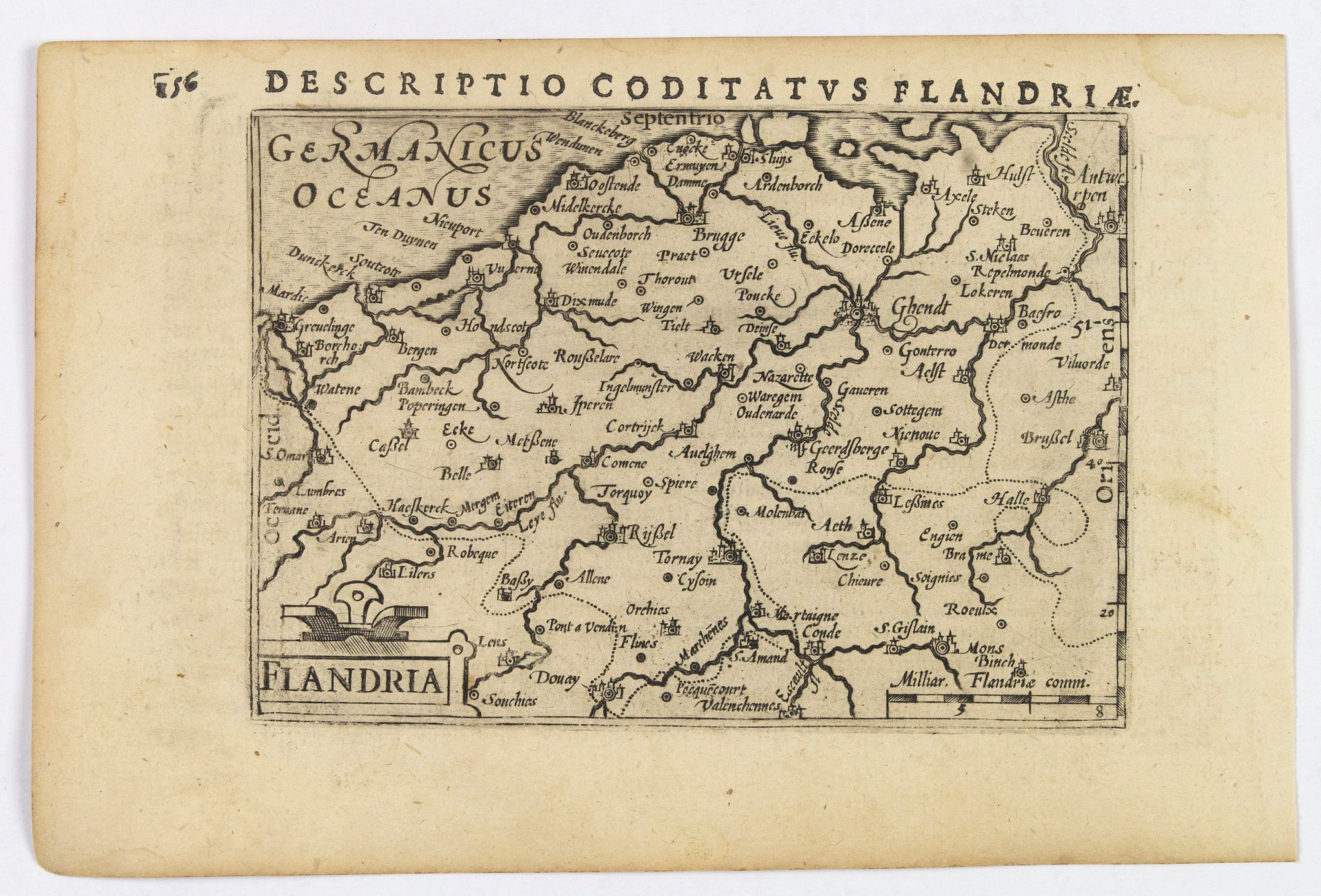 LANGENES, B. / BERTIUS, P., Flandria., antique map, old maps